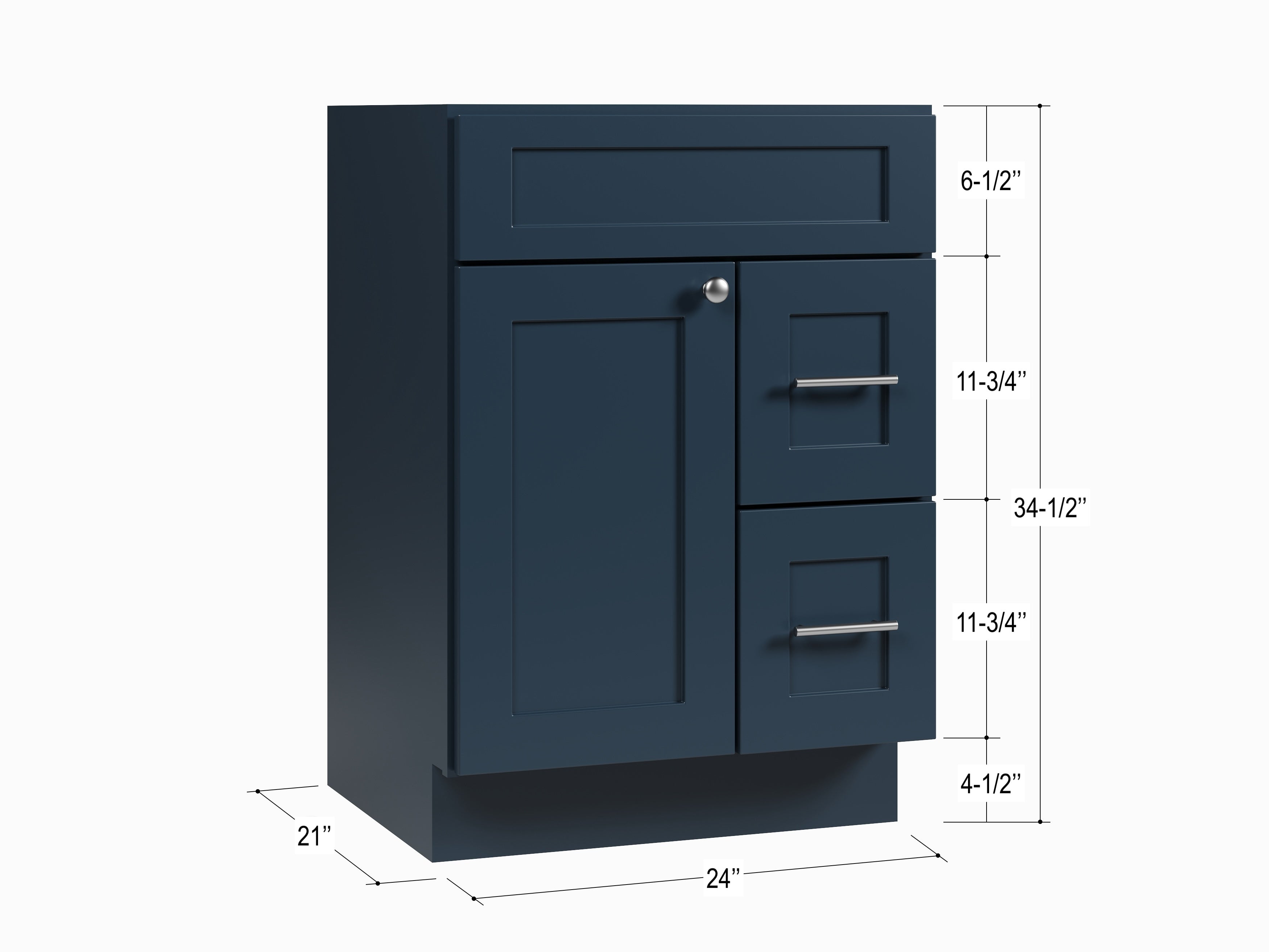 24'' Single Bathroom Vanity Base Only Drawer Right