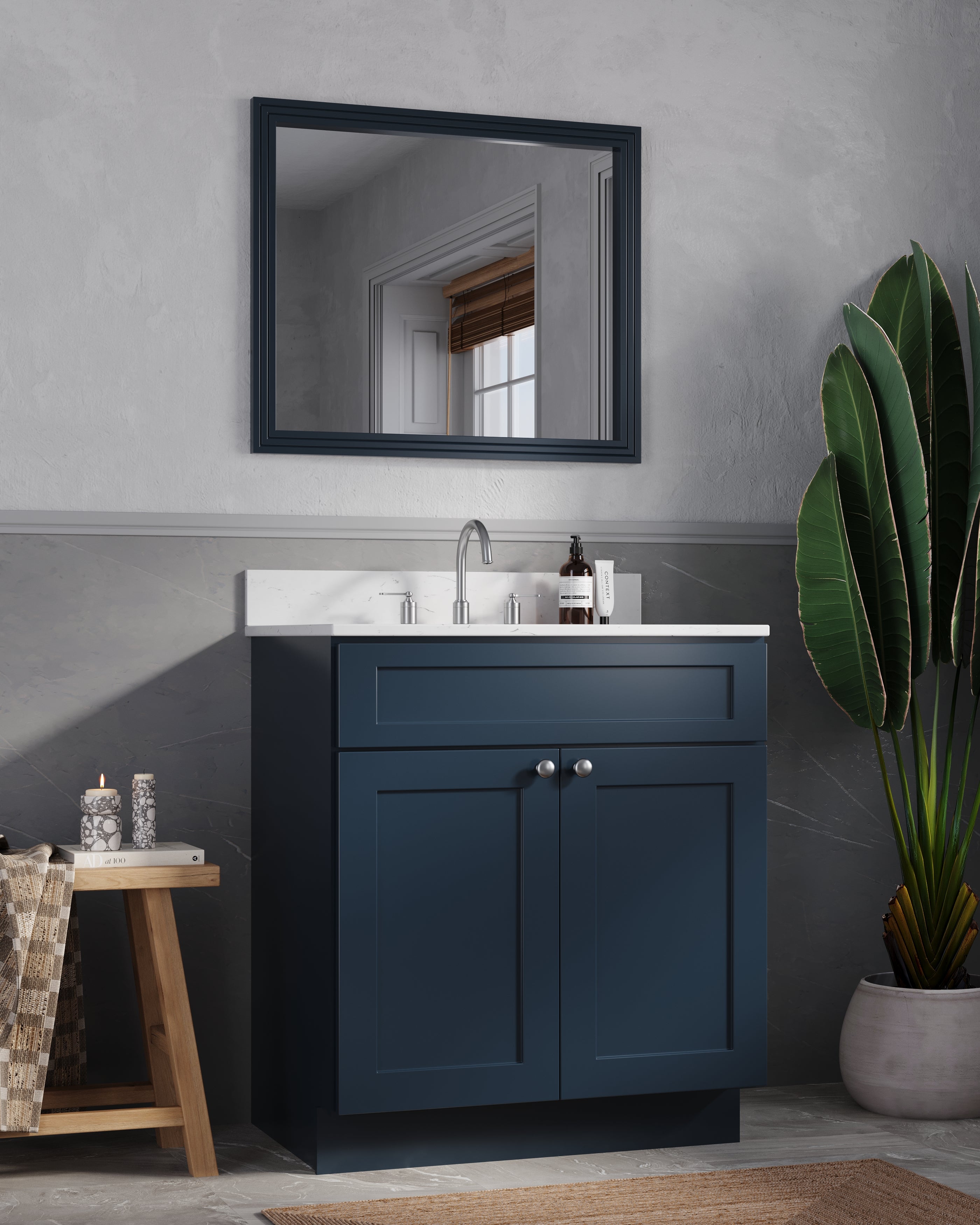 Disar 30 Inch Bathroom Vanity White Single Sink