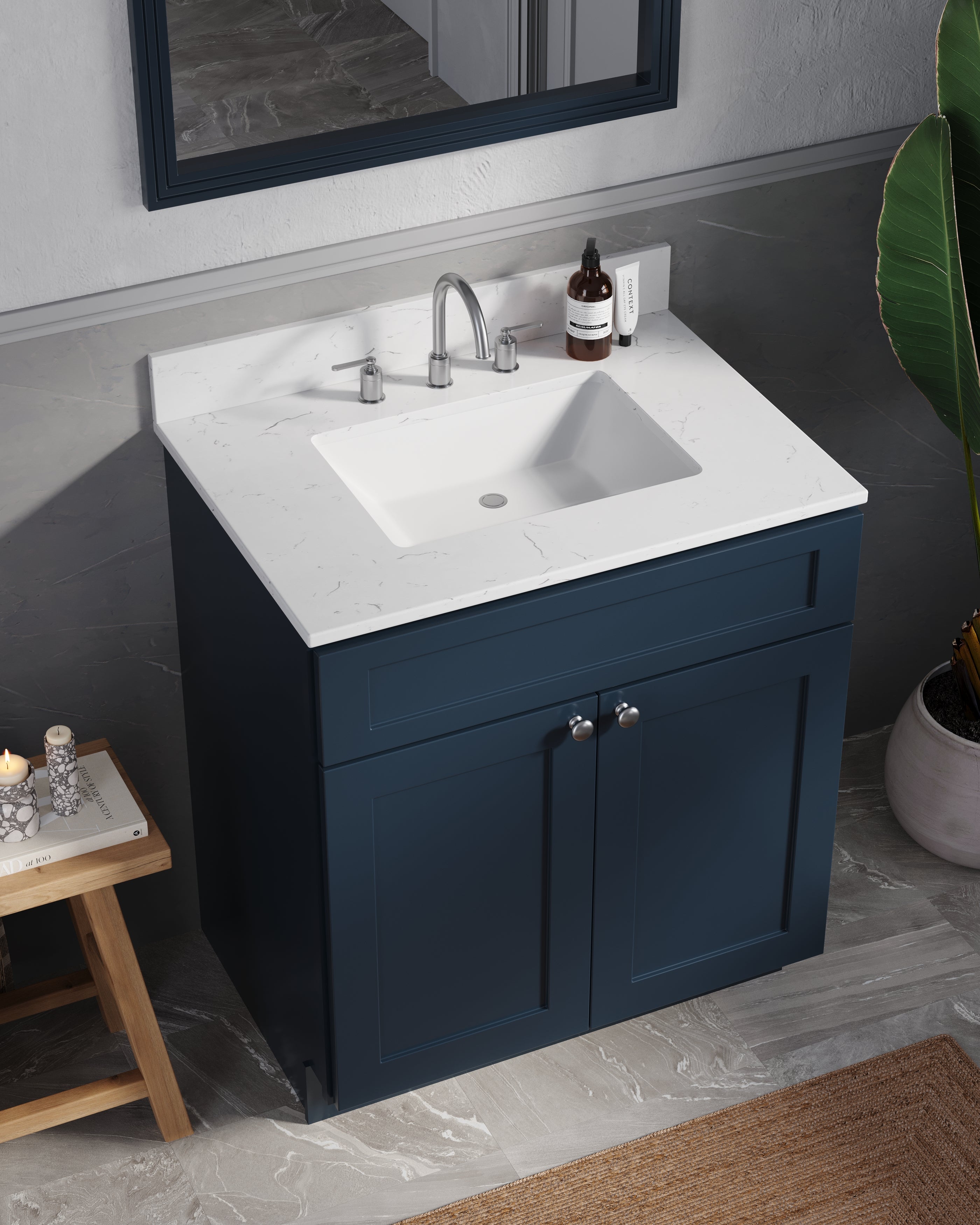 Disar 30 Inch Bathroom Vanity White Single Sink