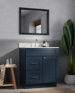 Disar 30" drawer left White Bathroom Vanity Sink with Quartz Top