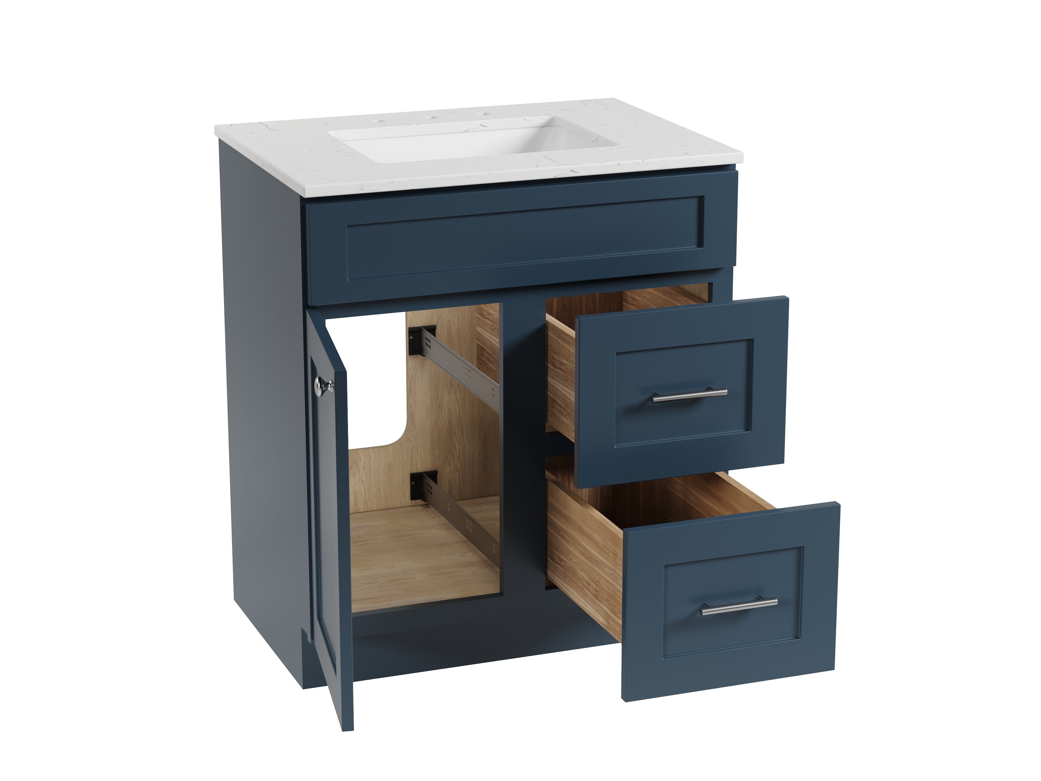 Disar 30 x 21 Inch Drawer Right  Bathroom Vanity White Single Sink