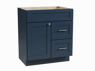 [color:Blue] 30'' Bathroom Vanity With Right Drawer, Base Only - Blue finish view