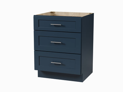 [color:Blue] 24'' Center 3 Drawer Bathroom Cabinet - Blue finish view