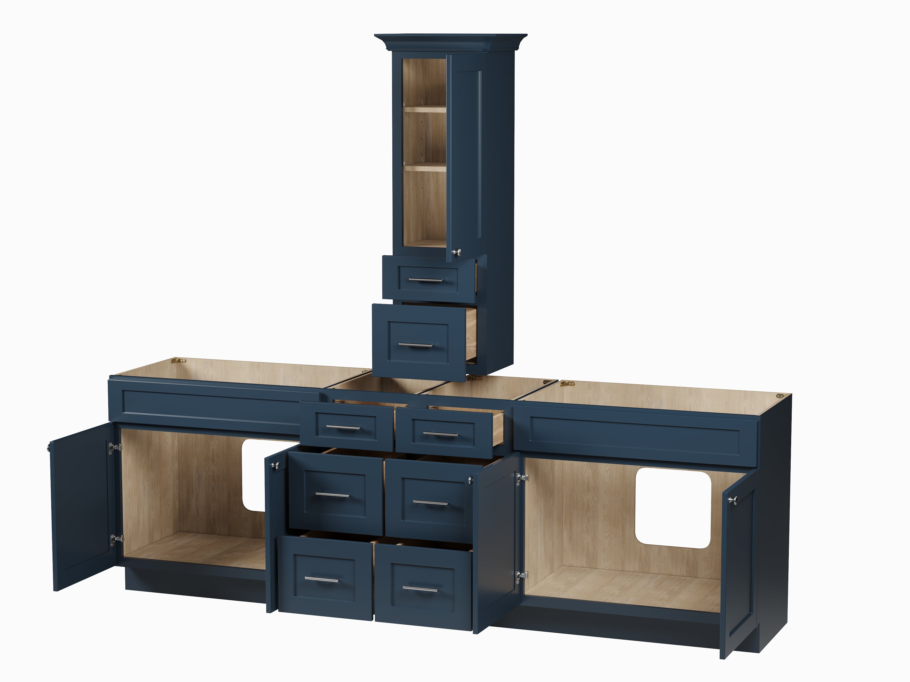 Disar 102' Double Bathroom Vanity With Counter Top Tall Cabinet Base Only