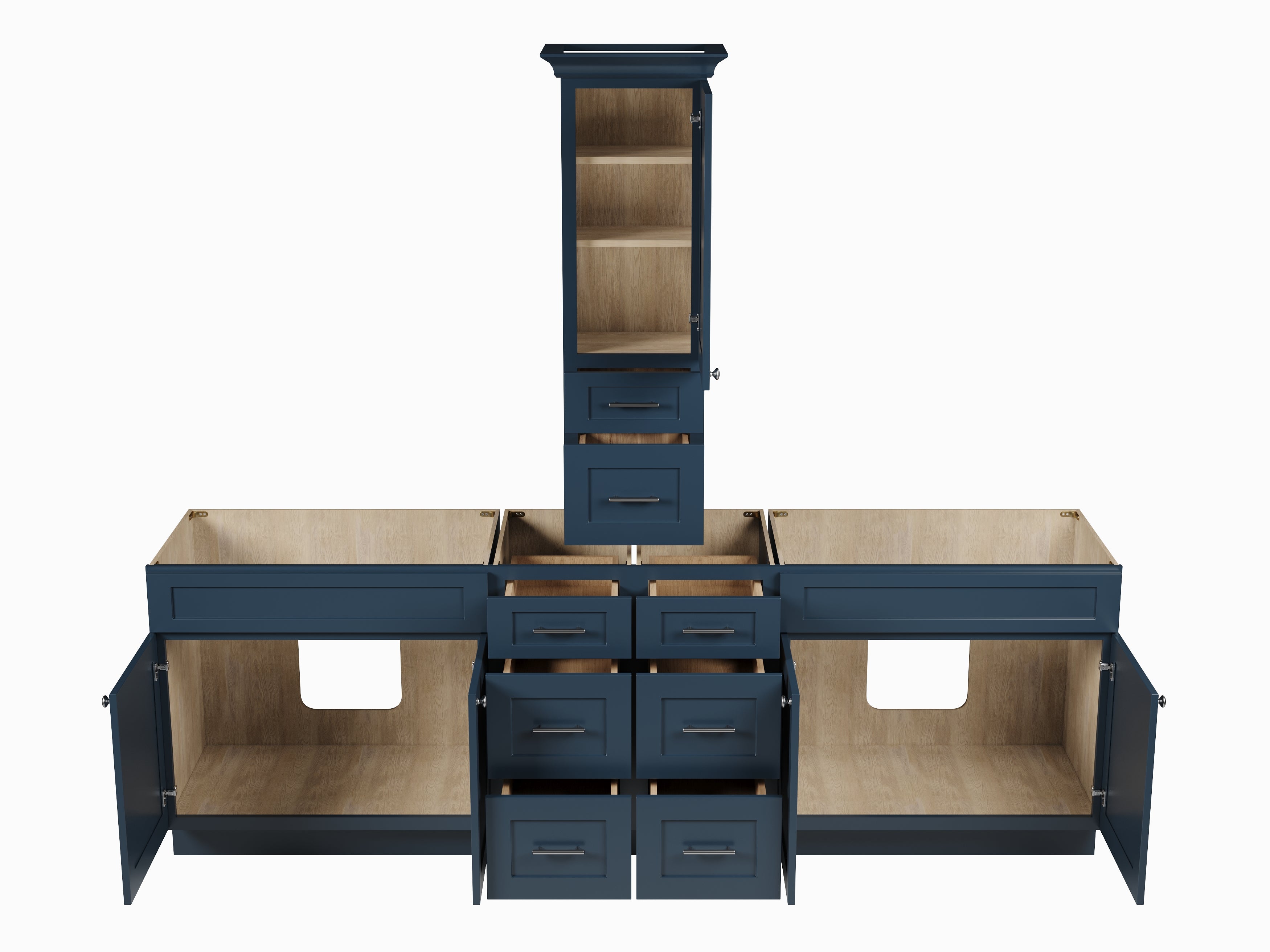 Disar 102' Double Bathroom Vanity With Counter Top Tall Cabinet Base Only