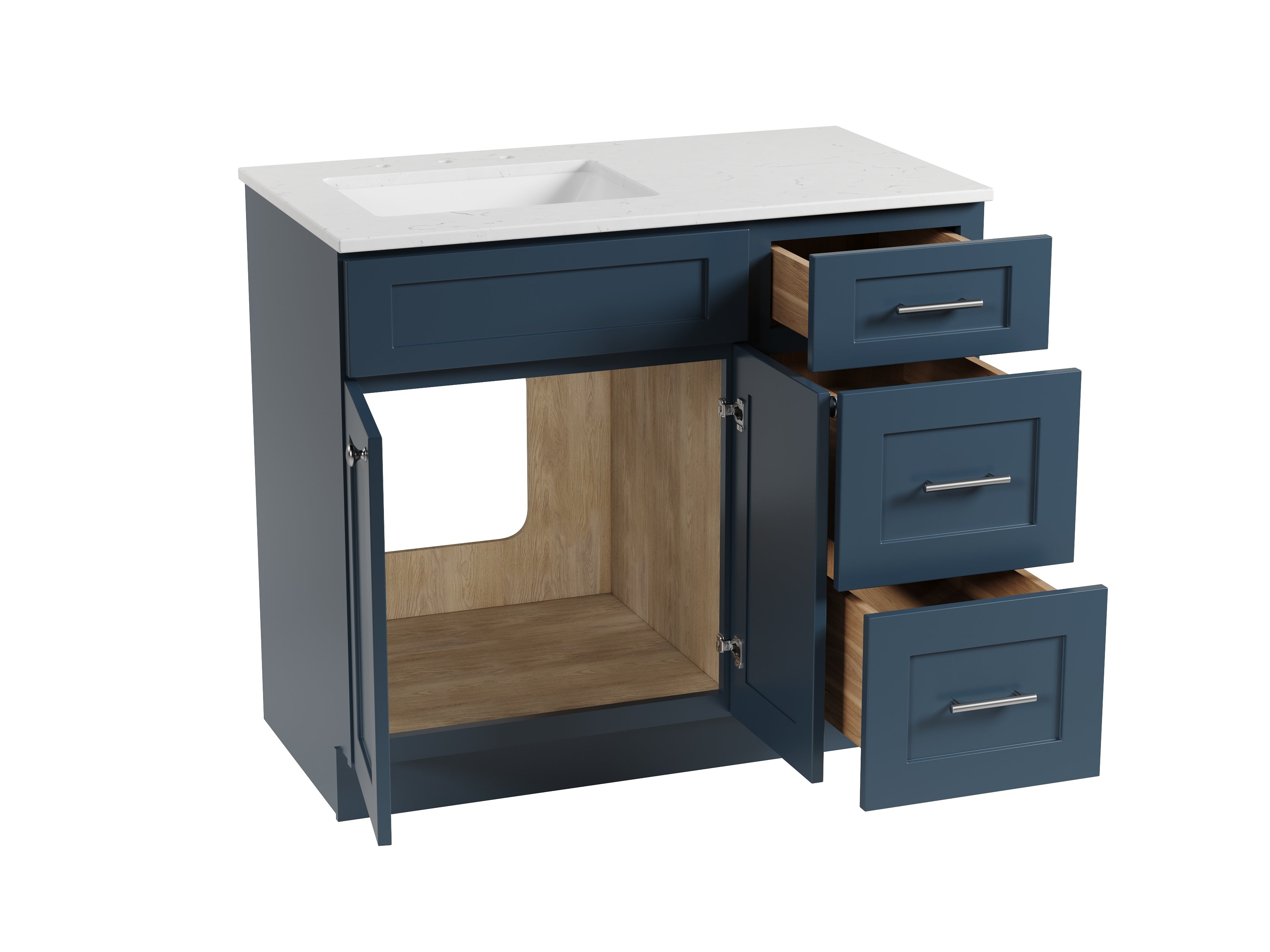 Disar 39'' Right Drawer Single Bathroom Vanity with Quartz Top