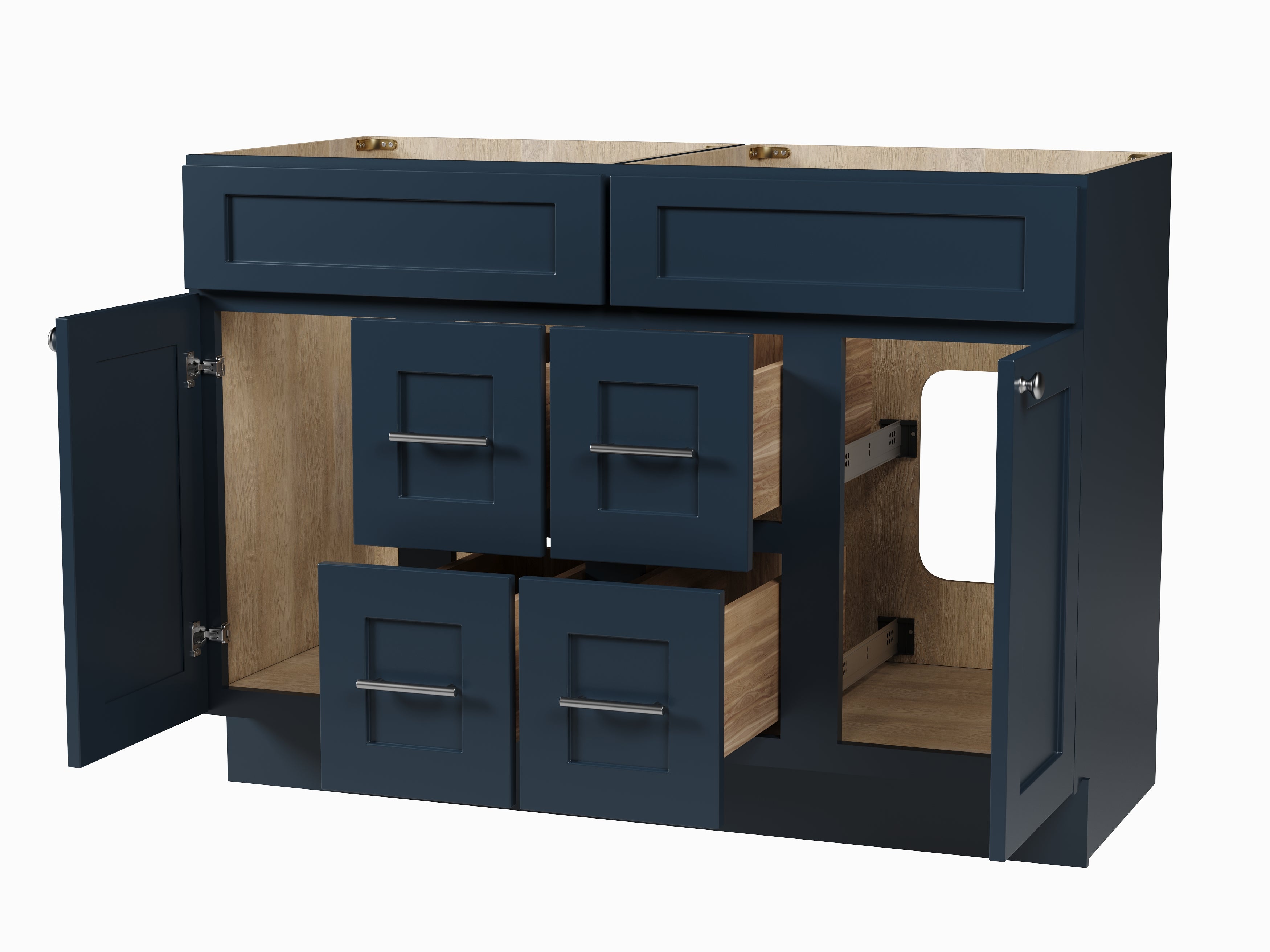 Disar 48 Inch Double Bathroom Vanity Base Only Cabinet Without Top Shaker Style Solid Wood Plywood