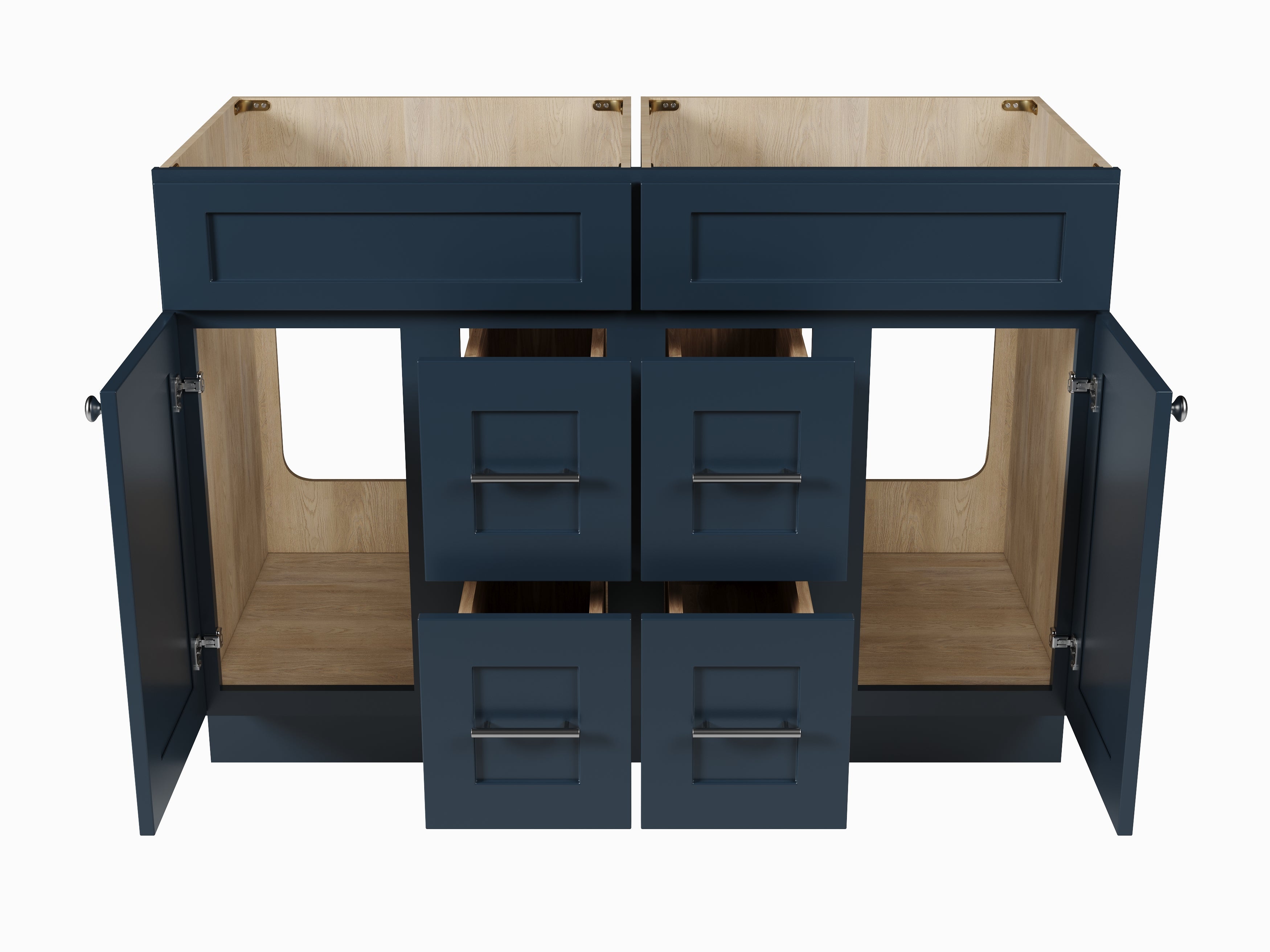 Disar 48 Inch Double Bathroom Vanity Base Only Cabinet Without Top Shaker Style Solid Wood Plywood