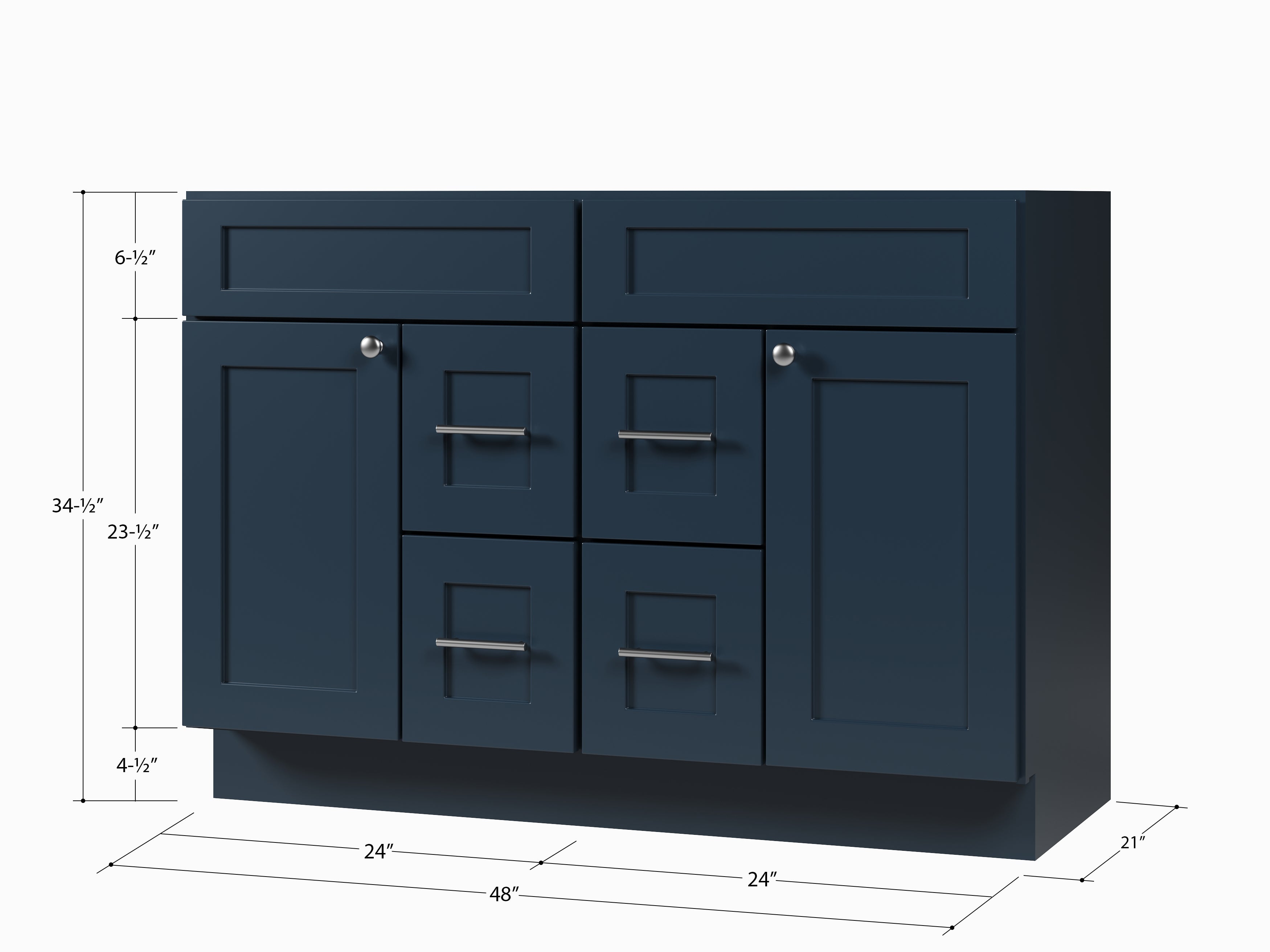 Disar 48 Inch Double Bathroom Vanity Base Only Cabinet Without Top Shaker Style Solid Wood Plywood