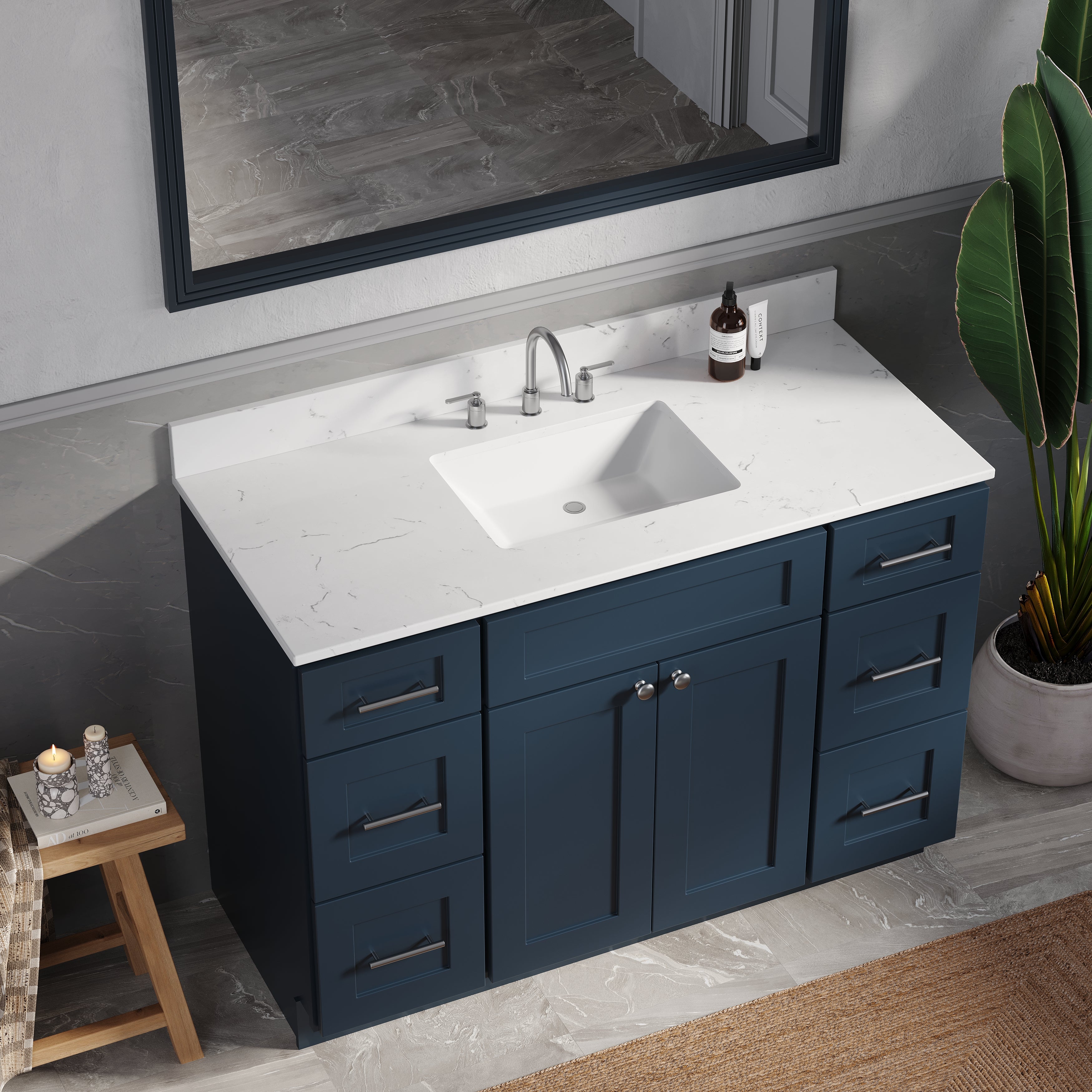 49'' Single Bathroom Vanity with Carrara Quartz Top