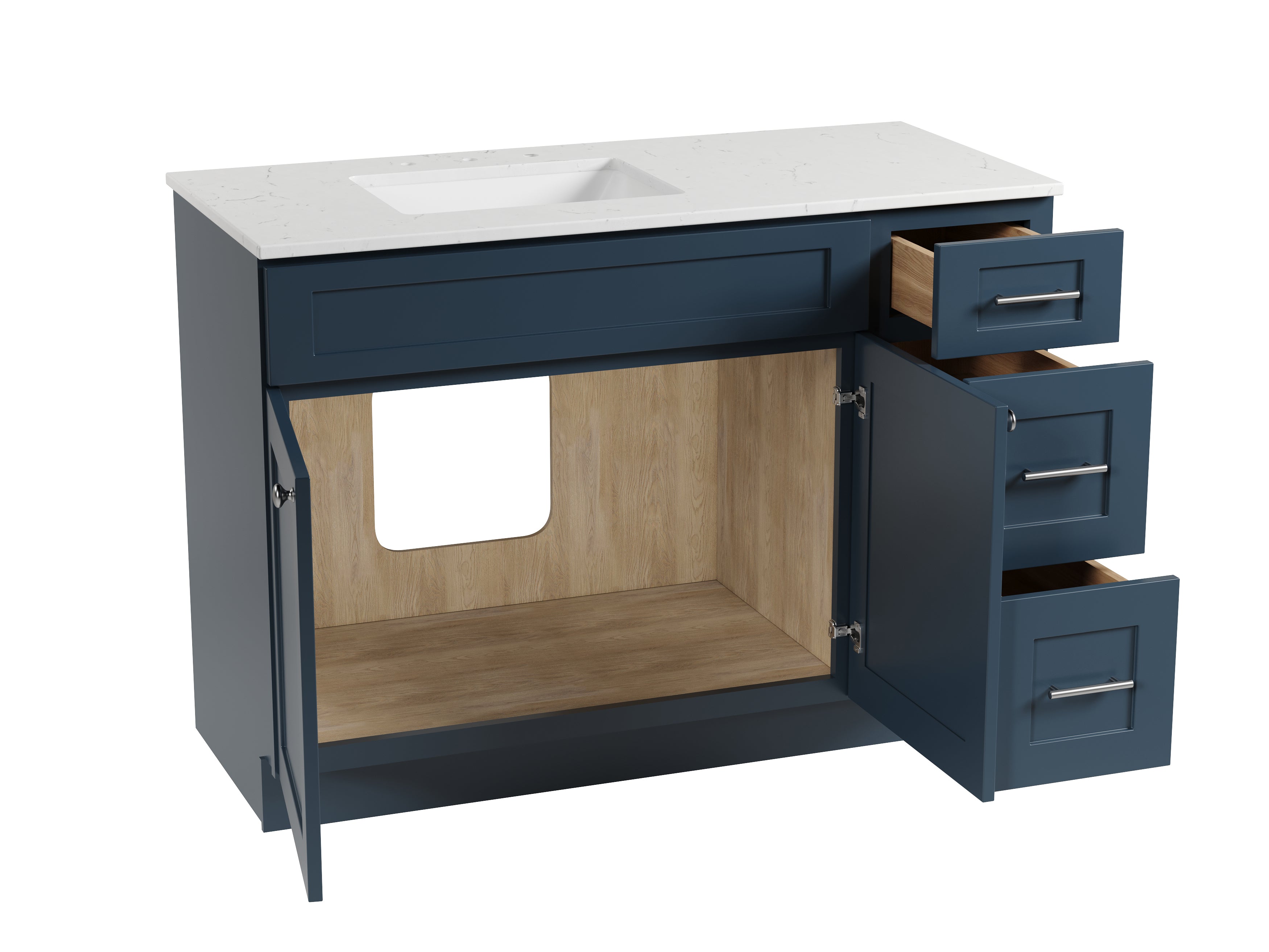 Disar 49'' Drawer Right Single Bathroom Vanity with Quartz Top