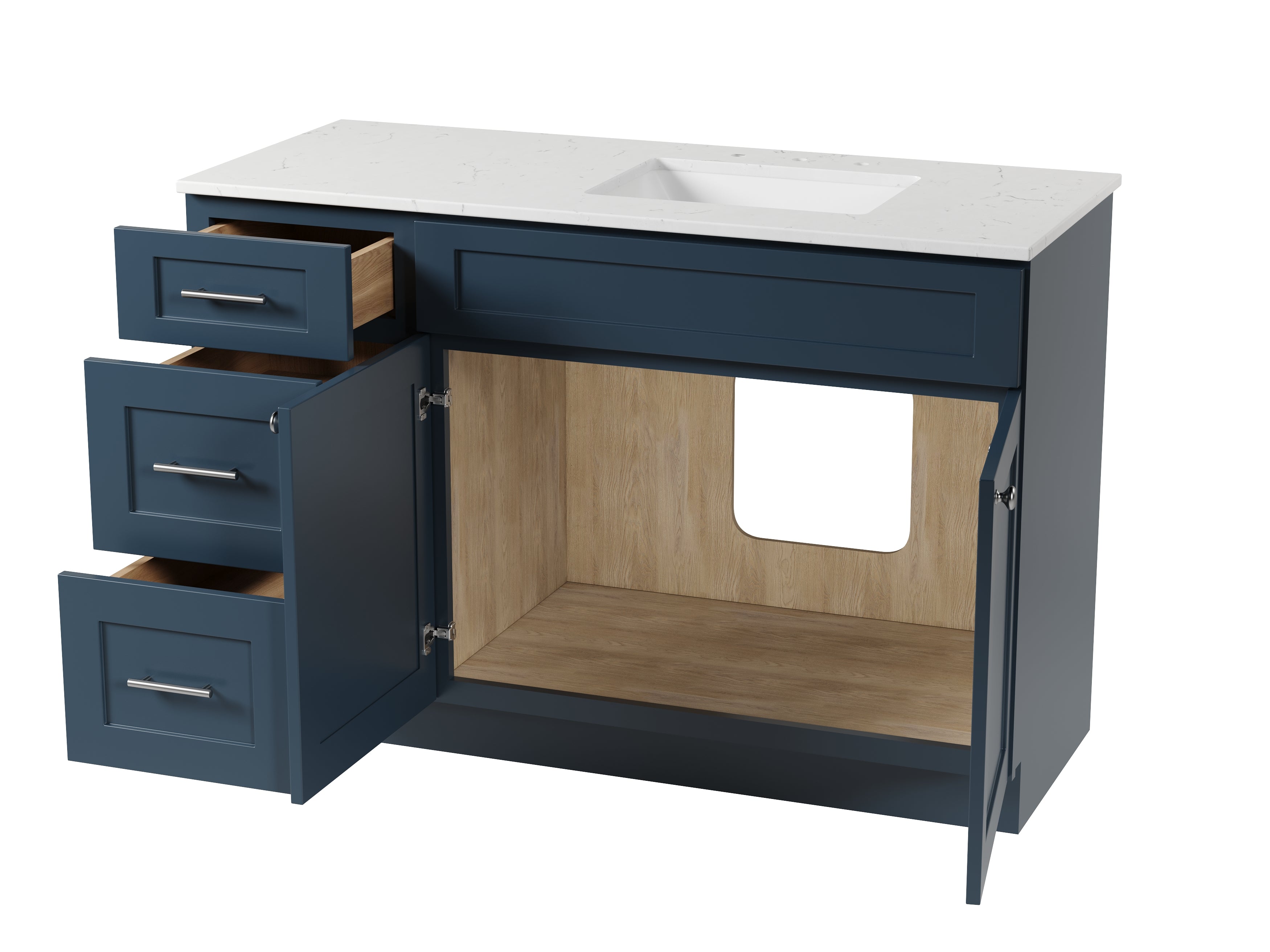 Disar 52'' Drawer Left Single Bathroom Vanity with Quartz Top