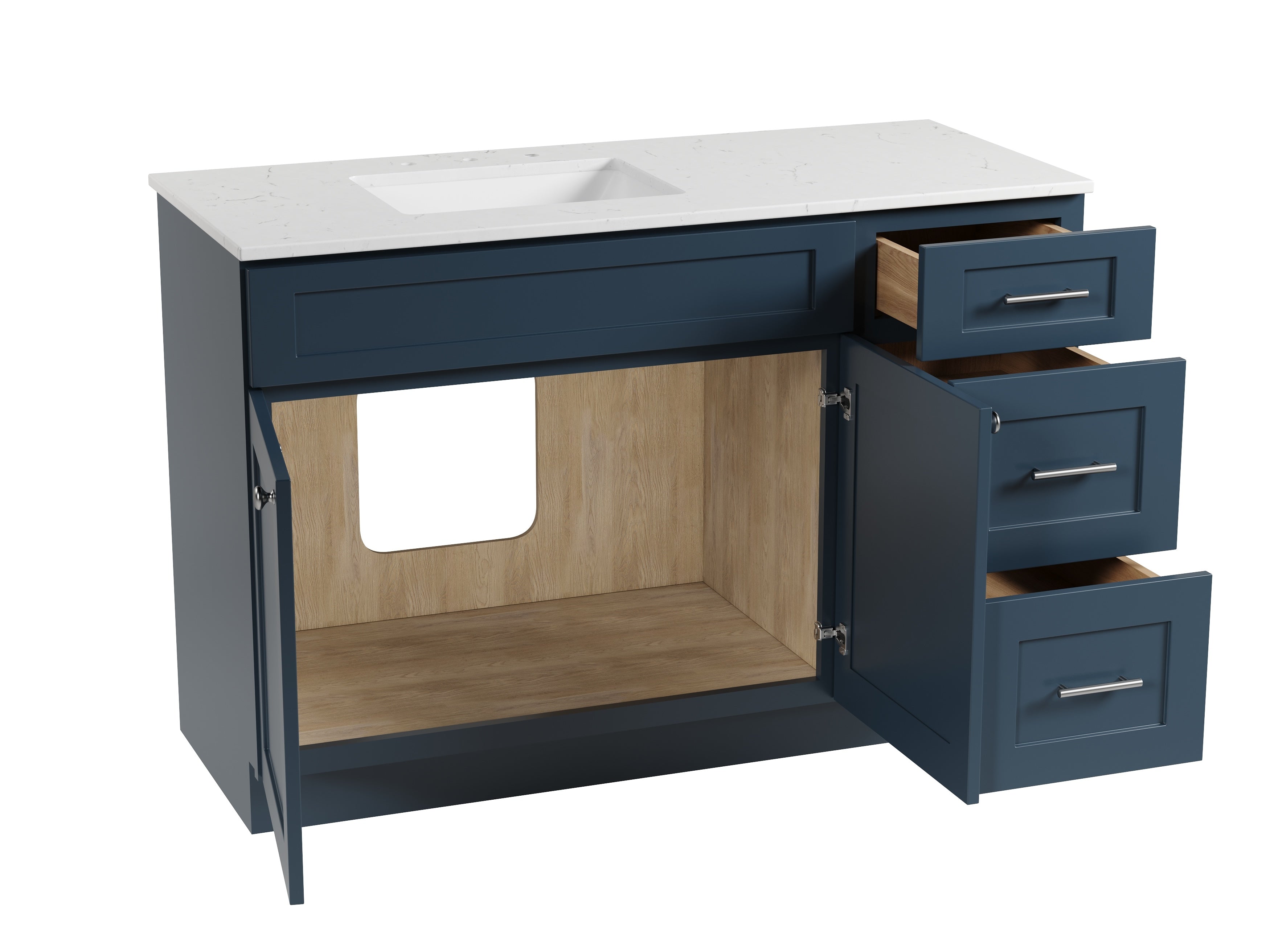 Disar 52'' Drawer Right  Single Bathroom Vanity with Quartz Top