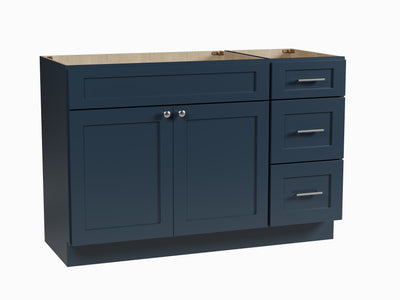 [color:Blue] 51" Single Bathroom Vanity Base Only in White - Blue finish view