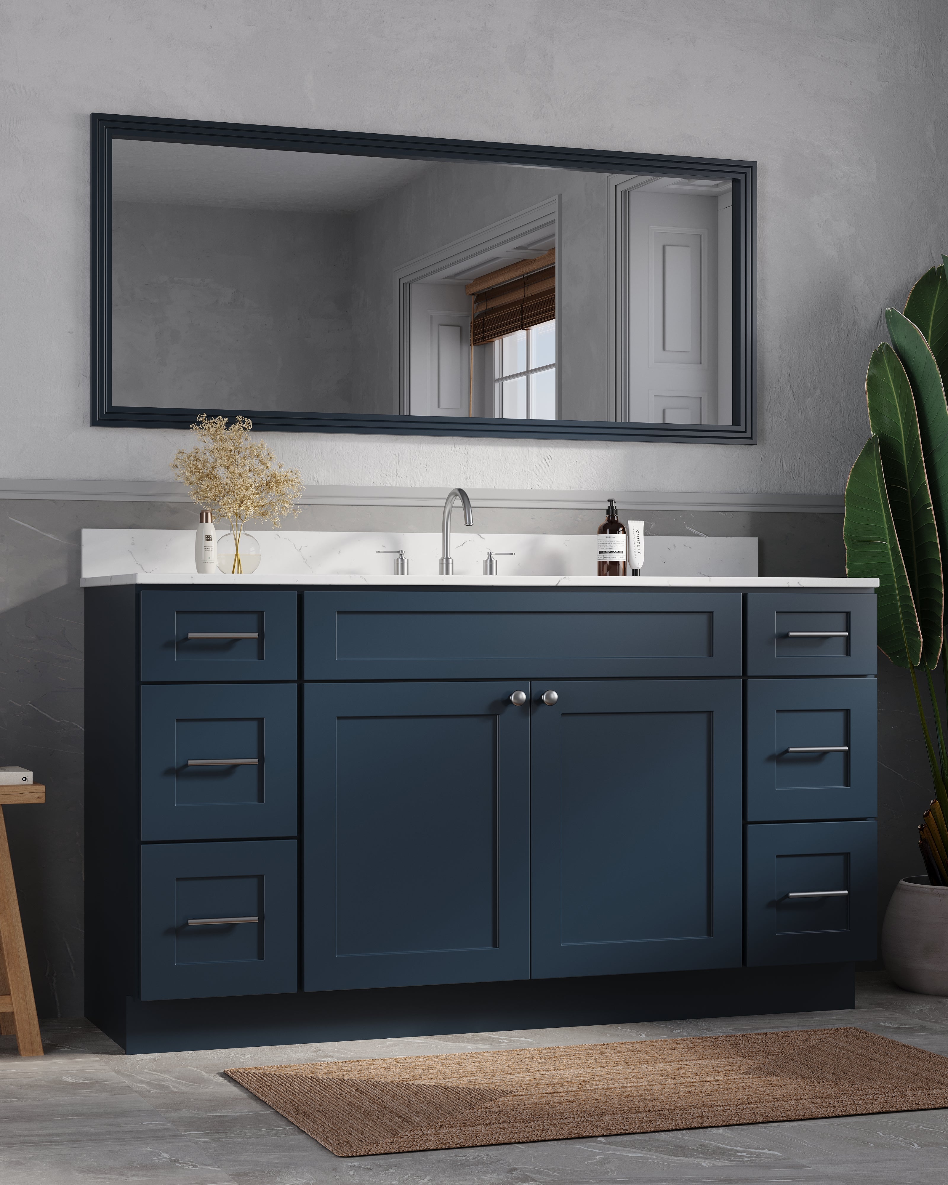 61'' Single Bathroom Vanity with Carrara Quartz Top