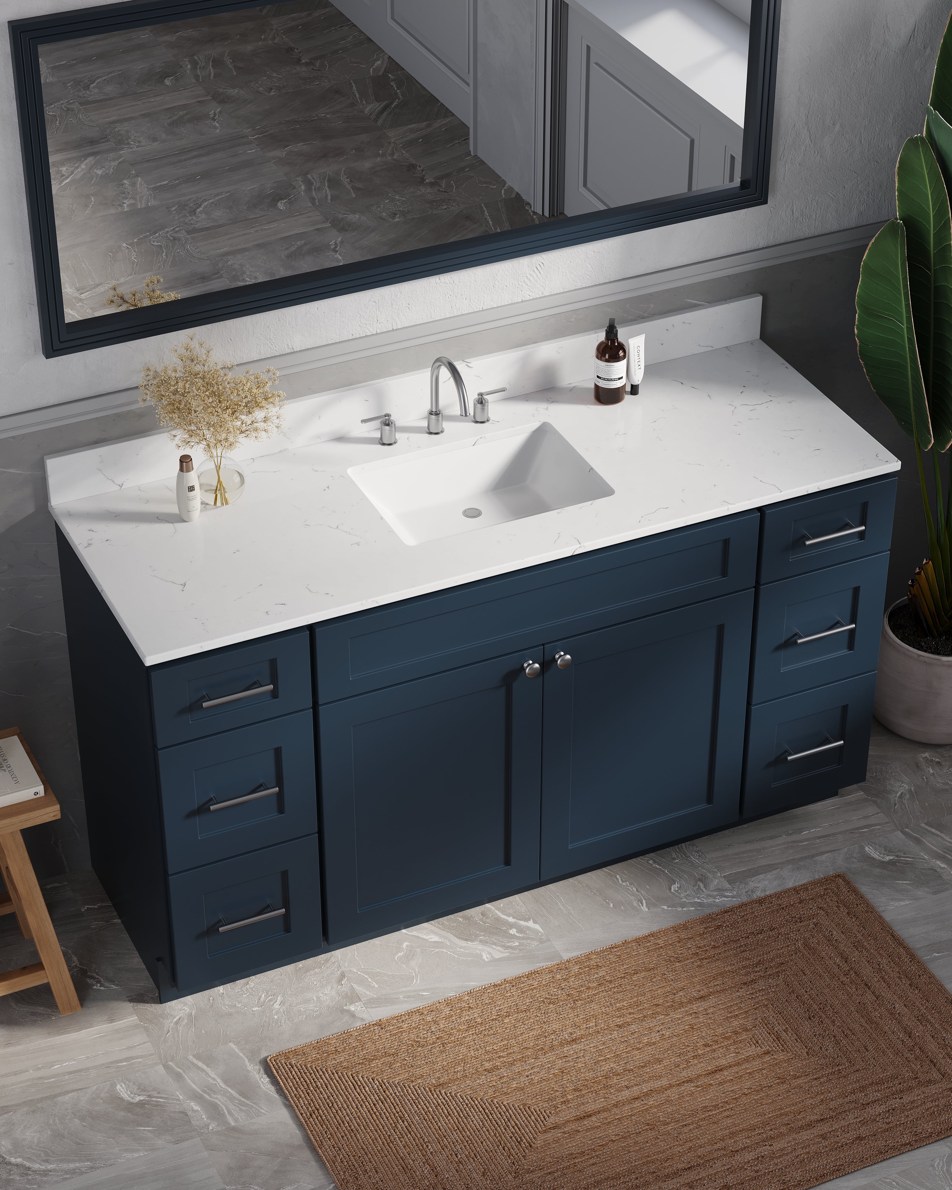 61'' Single Bathroom Vanity with Carrara Quartz Top