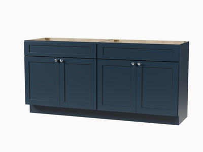 [color:Blue] 72" Double Bathroom Vanity Base - Blue finish view