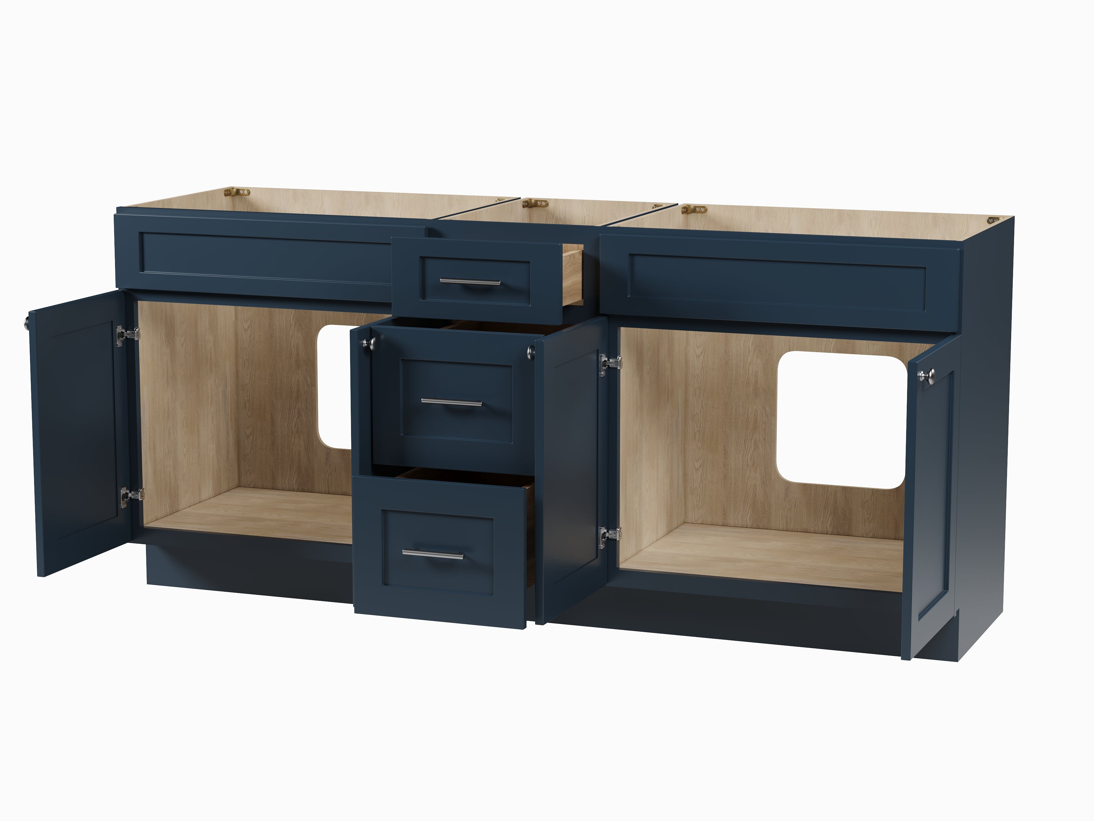 75" Double Bathroom Vanity Base only in White