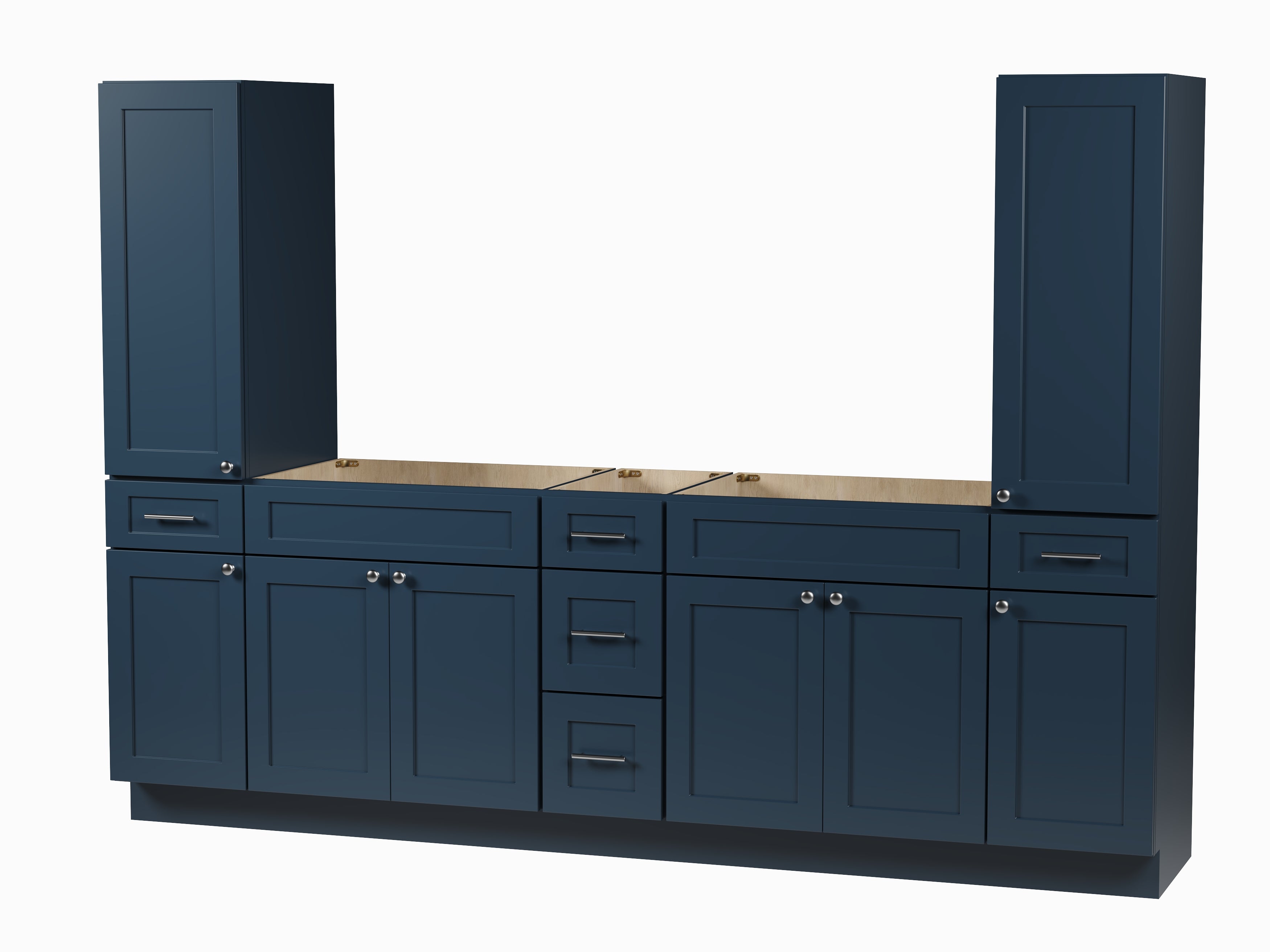 Disar 102'' Double Bathroom Vanity With Tall Linen Cabinet Dovetail Solid Wood Drawer Base Only