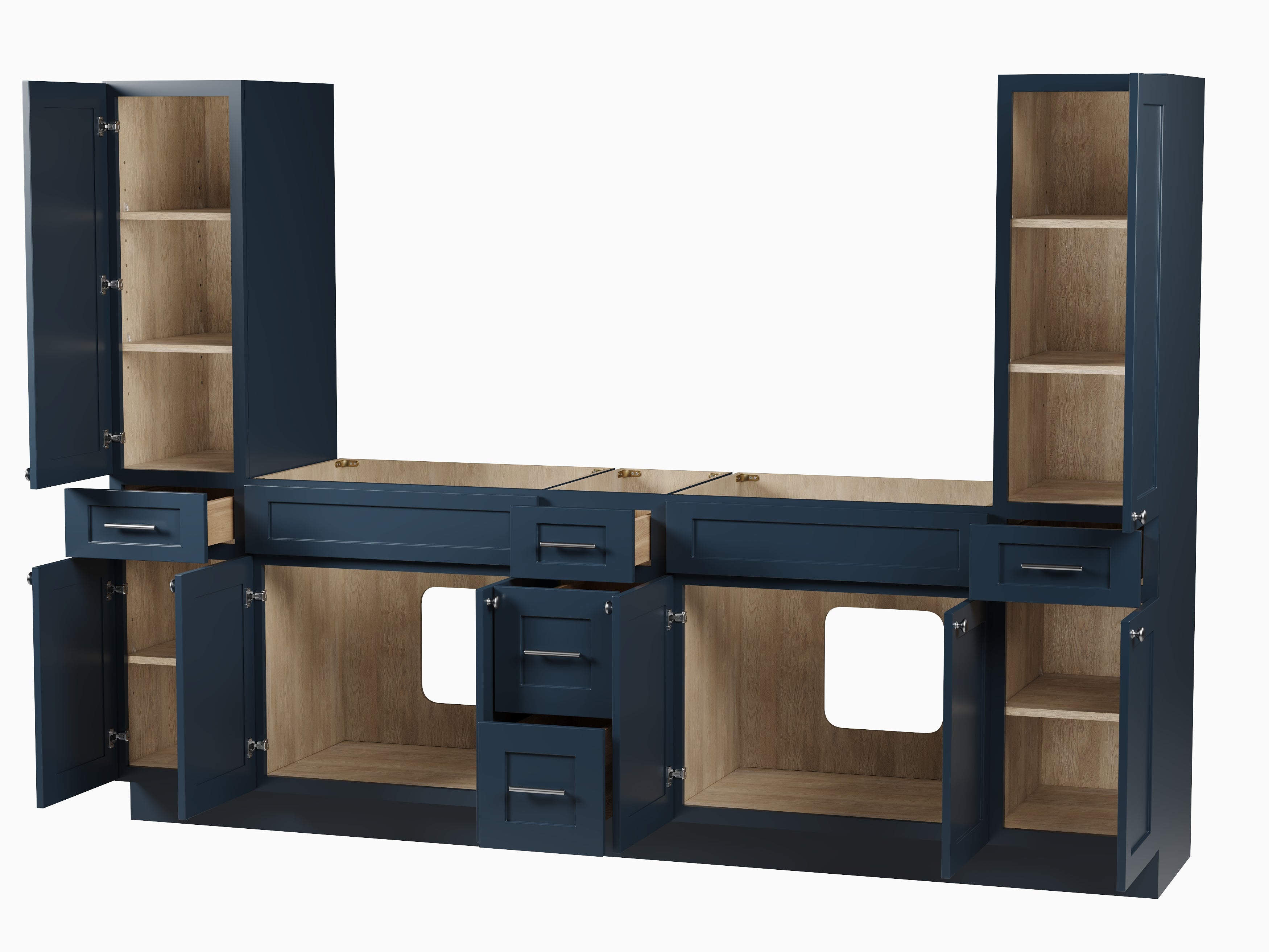 Disar 102'' Double Bathroom Vanity With Tall Linen Cabinet Dovetail Solid Wood Drawer Base Only