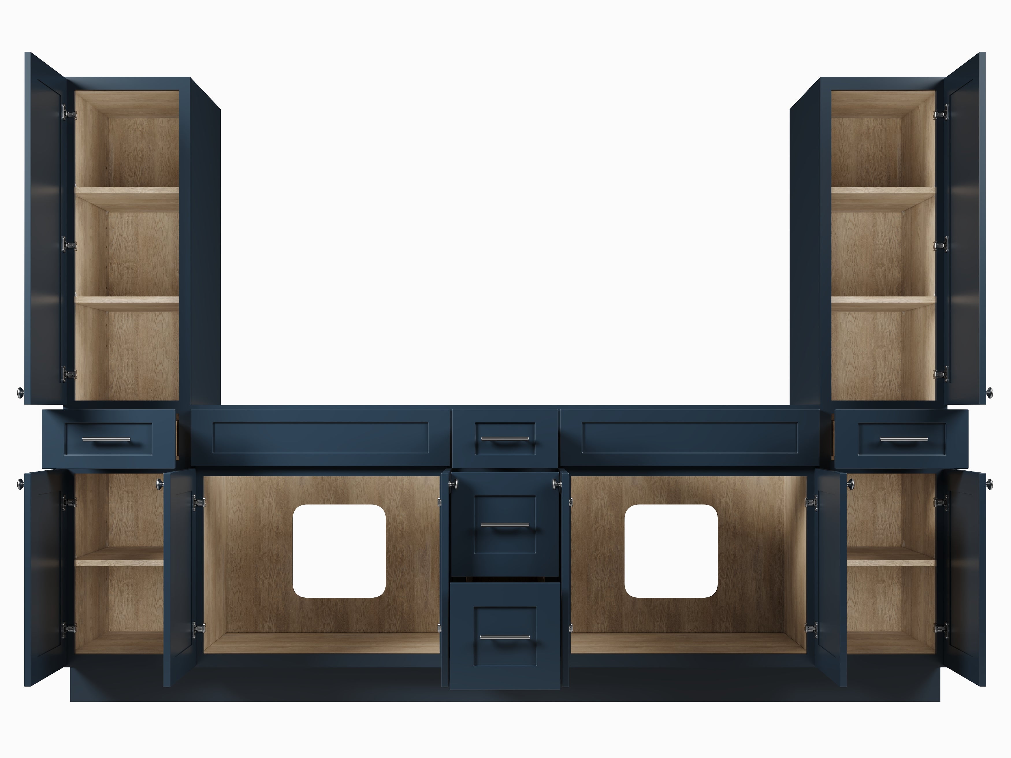 Disar 102'' Double Bathroom Vanity With Tall Linen Cabinet Dovetail Solid Wood Drawer Base Only