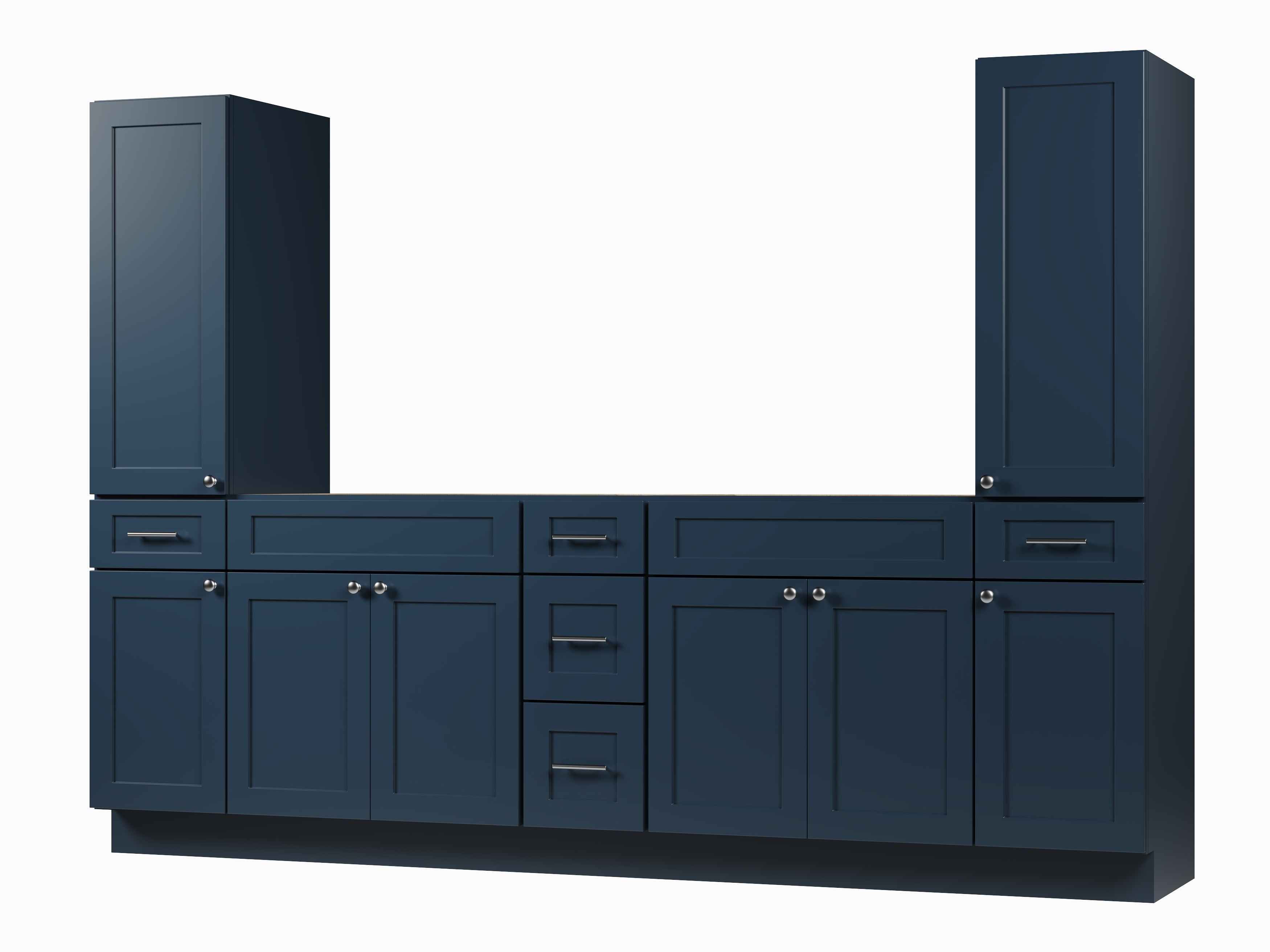 Disar 102'' Double Bathroom Vanity With Tall Linen Cabinet Dovetail Solid Wood Drawer Base Only