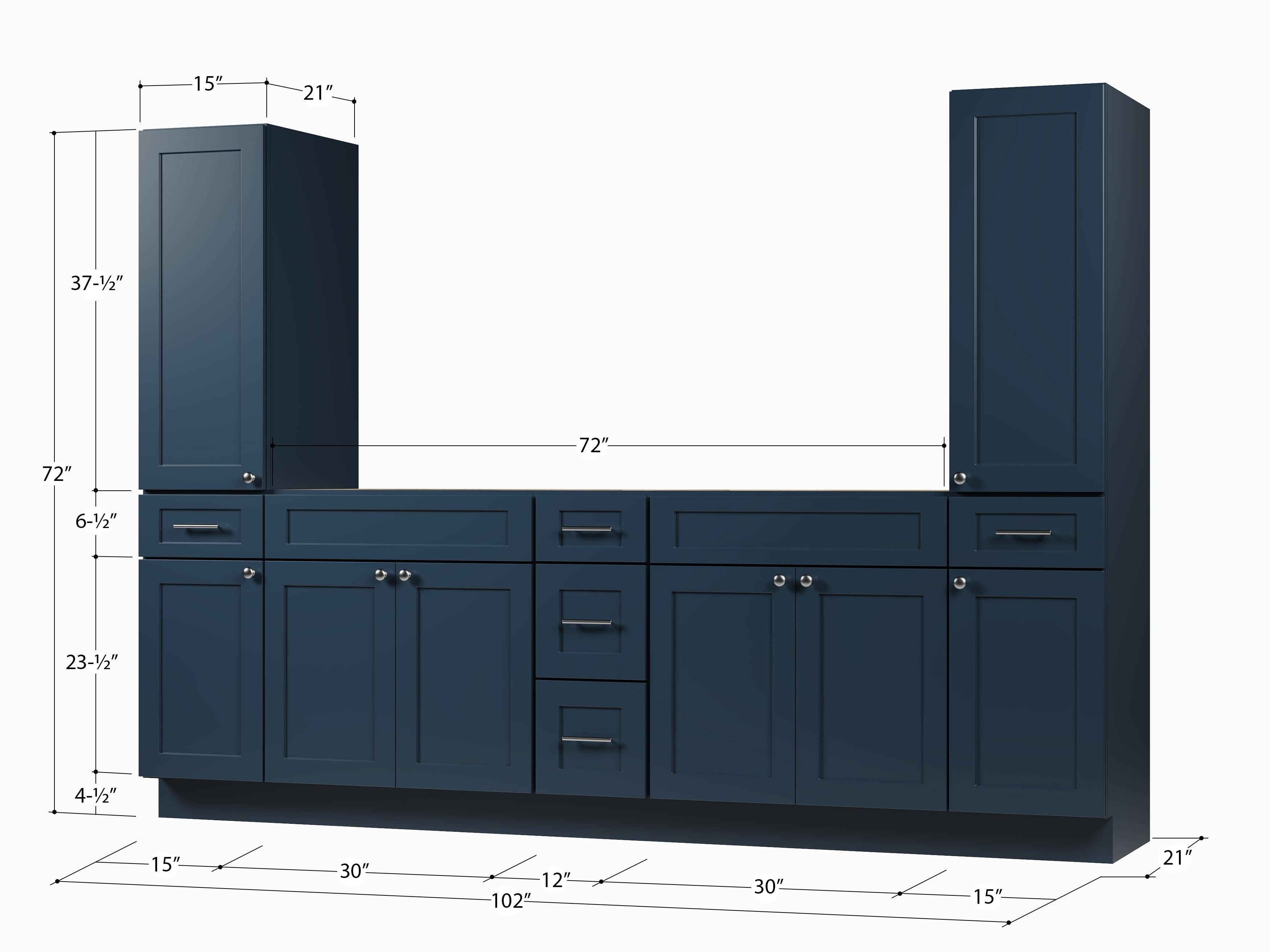 Disar 102'' Double Bathroom Vanity With Tall Linen Cabinet Dovetail Solid Wood Drawer Base Only