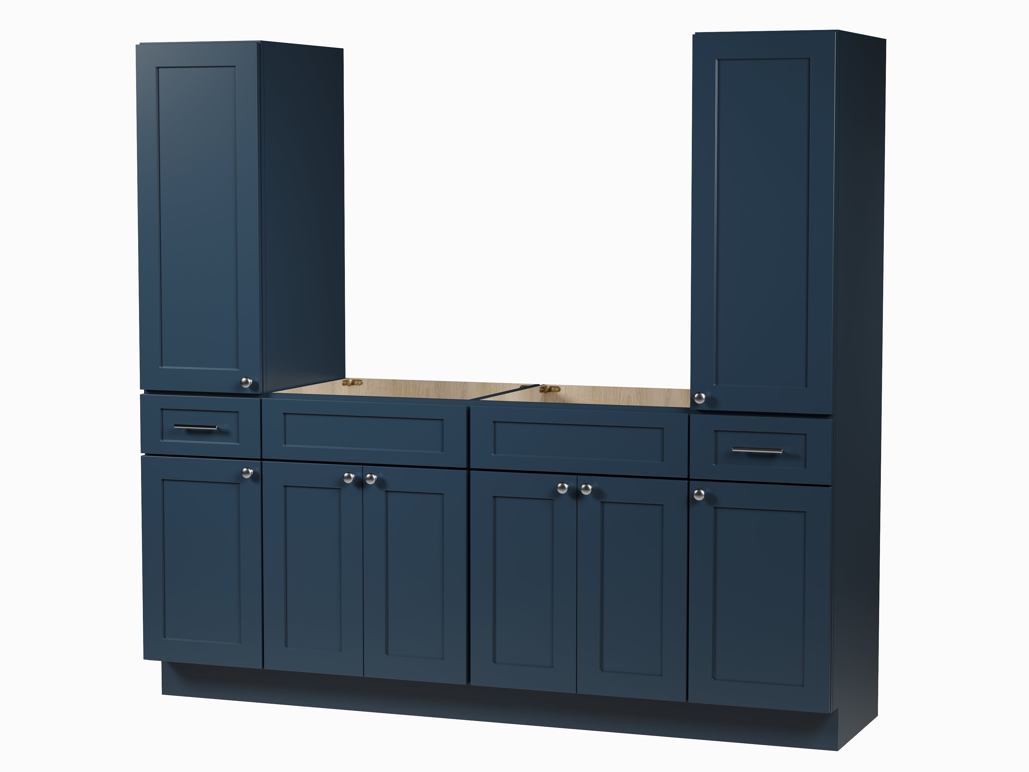 Disar 78'' Double Bathroom Vanity With Tall Linen Cabinet Dovetail Solid Wood Drawer Base Only