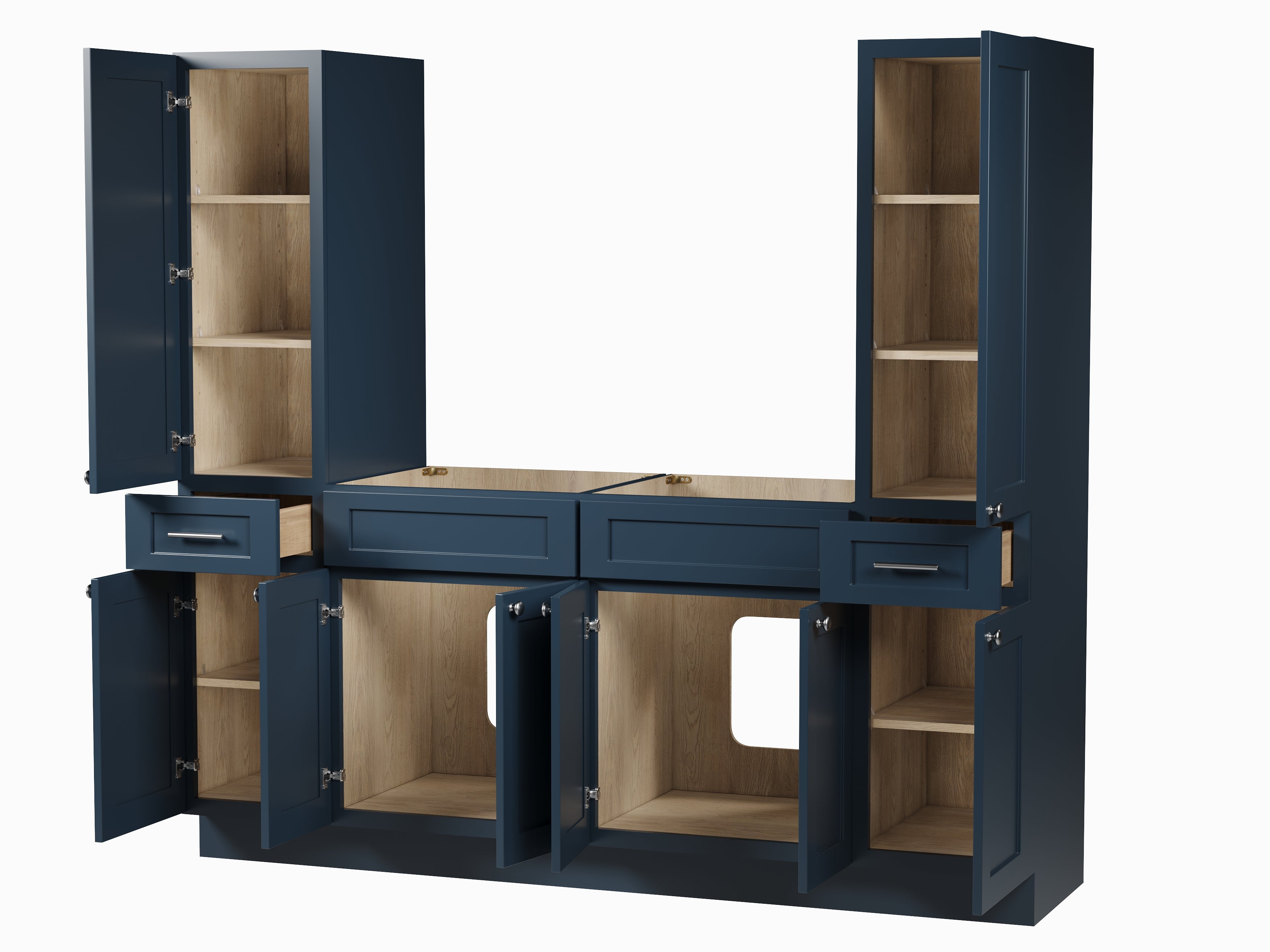 Disar 78'' Double Bathroom Vanity With Tall Linen Cabinet Dovetail Solid Wood Drawer Base Only