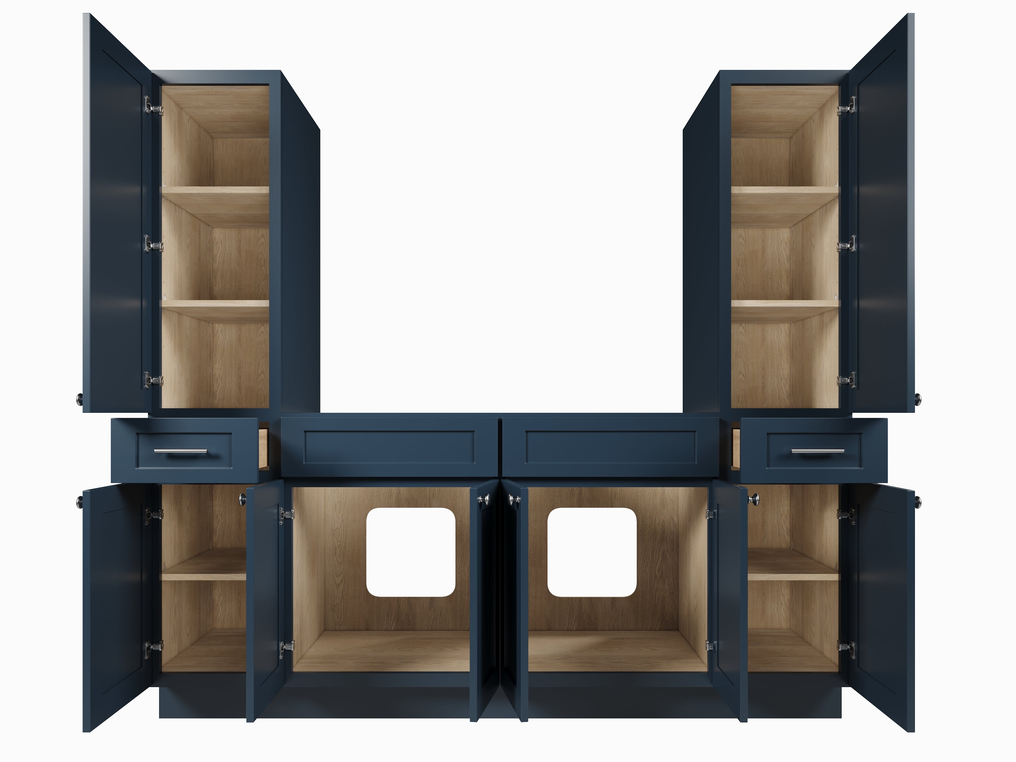 Disar 78'' Double Bathroom Vanity With Tall Linen Cabinet Dovetail Solid Wood Drawer Base Only