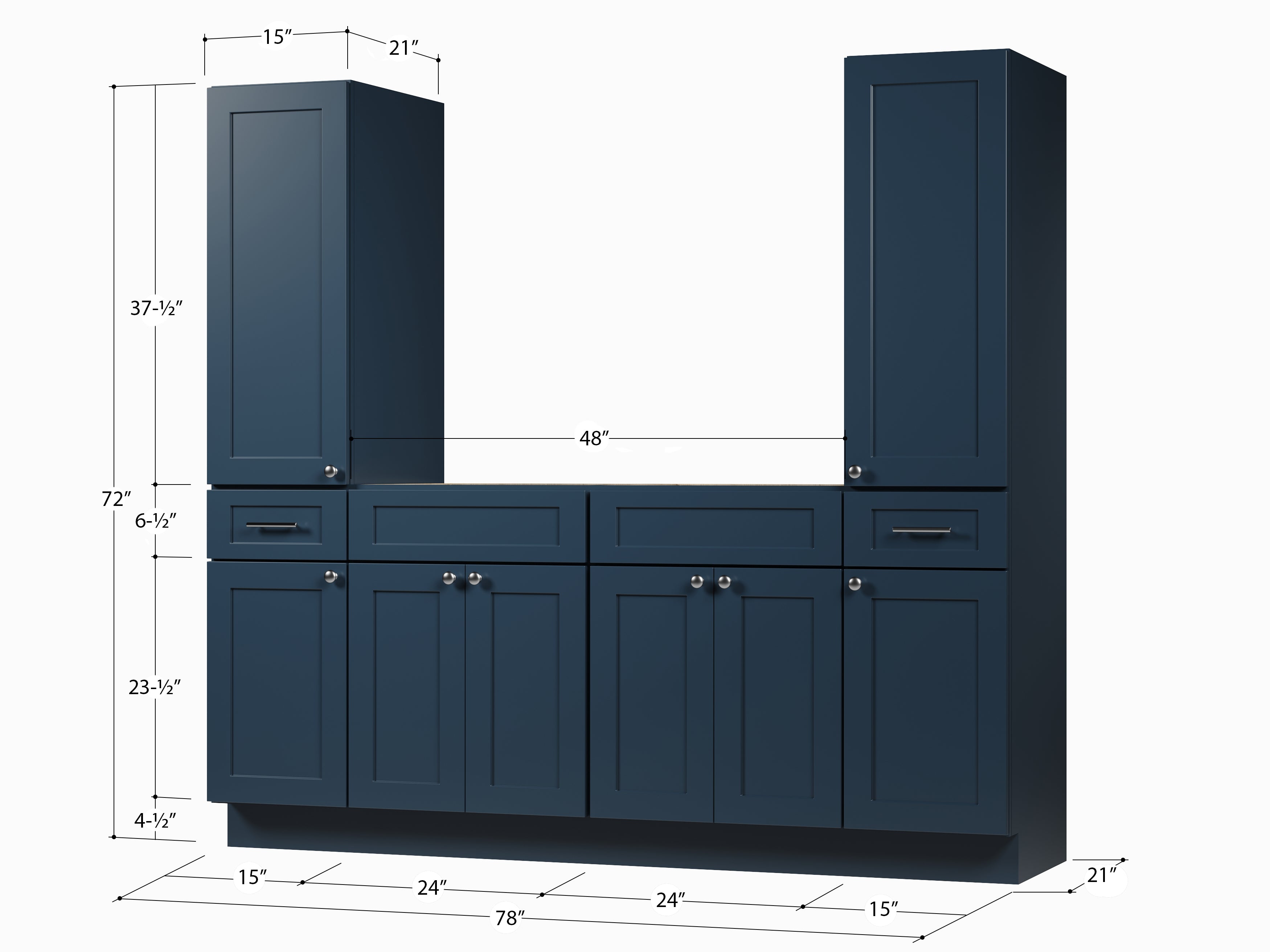 Disar 78'' Double Bathroom Vanity With Tall Linen Cabinet Dovetail Solid Wood Drawer Base Only