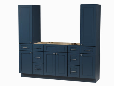 [color:Blue] 78'' Single Bathroom Vanity With Tall Linen Cabinet, Base Only - Blue finish view