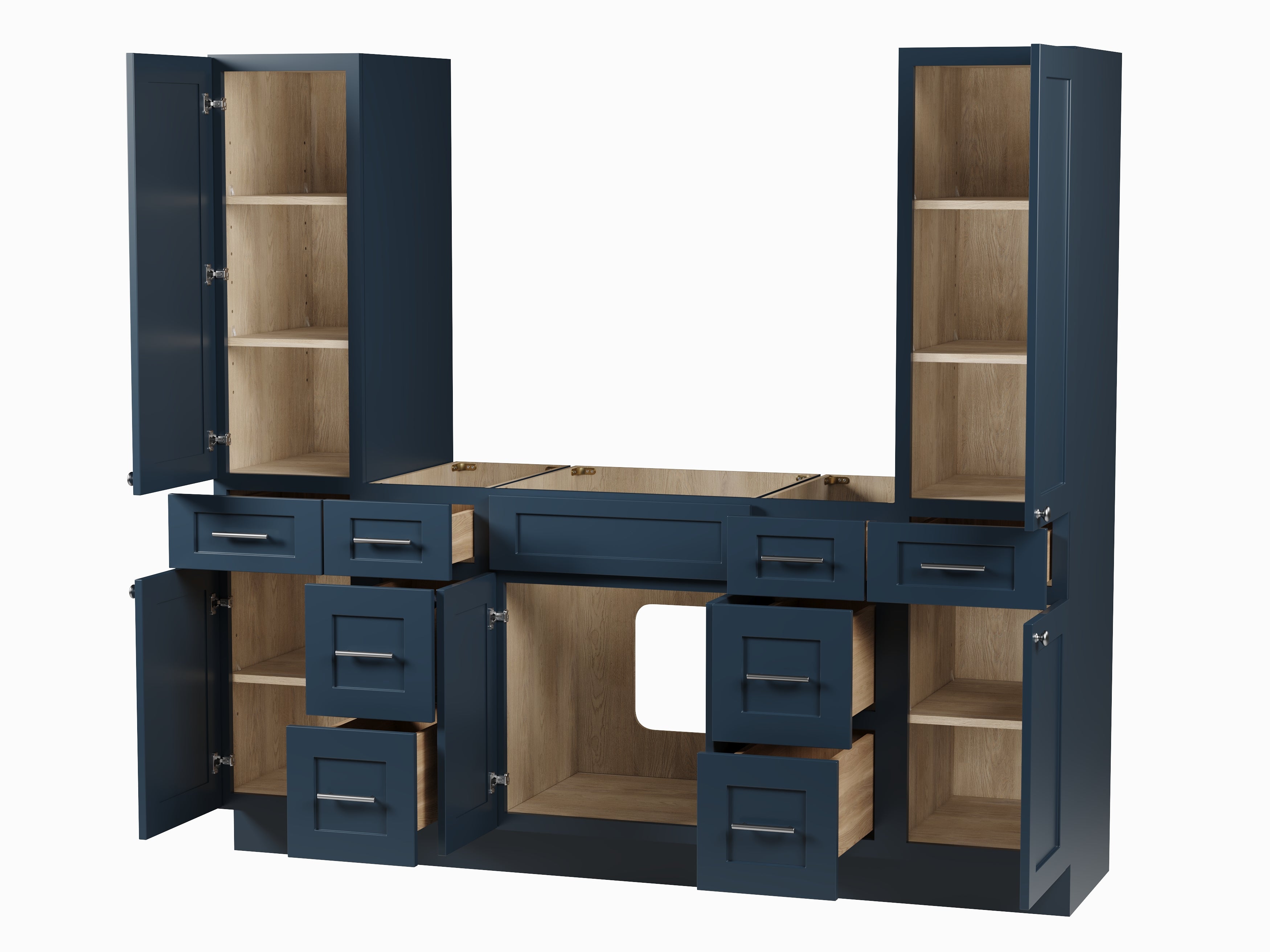 Disar 78'' Single Bathroom Vanity With Tall Linen Cabinet Dovetail Solid Wood Drawer Base Only