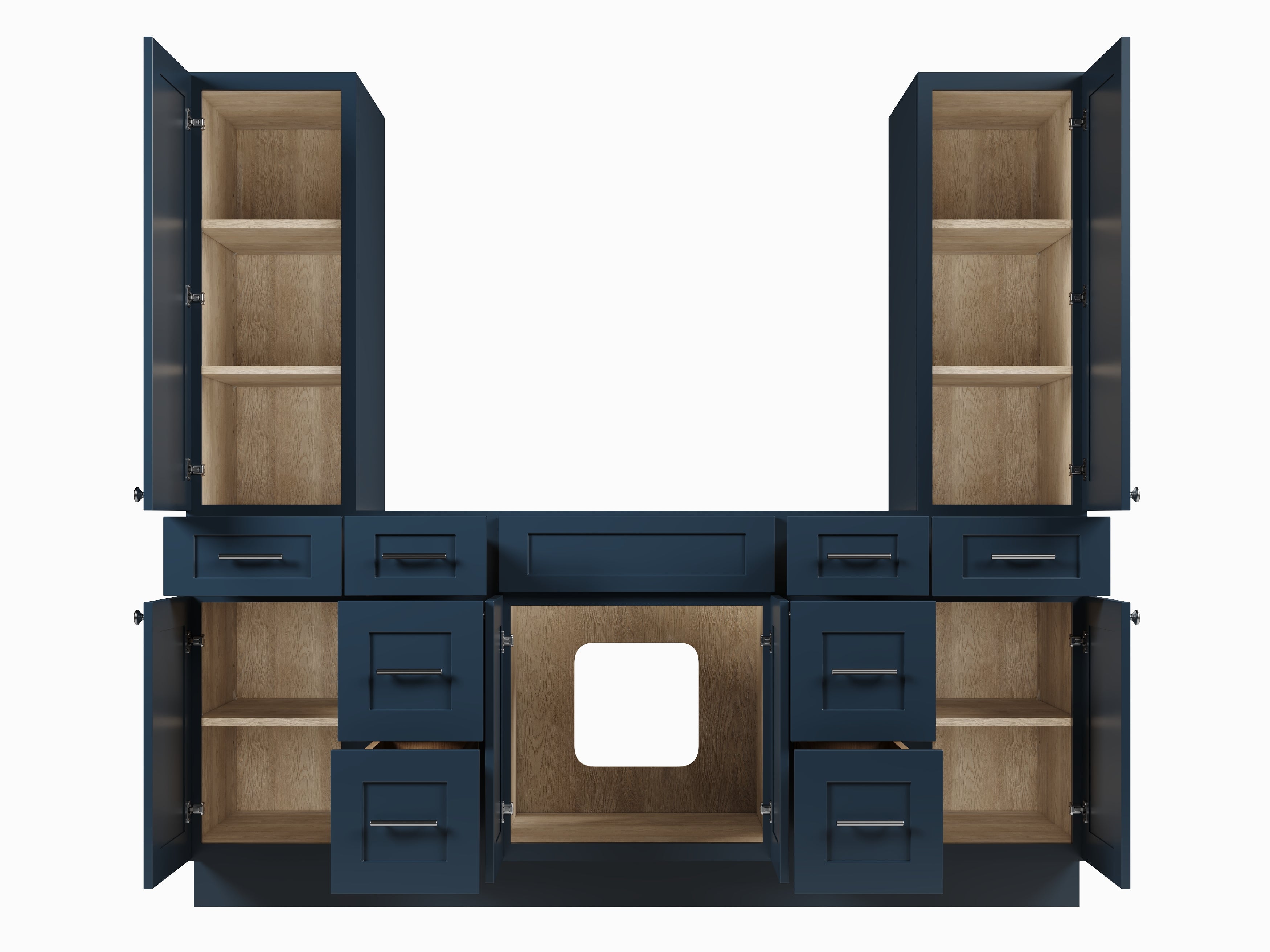 Disar 78'' Single Bathroom Vanity With Tall Linen Cabinet Dovetail Solid Wood Drawer Base Only