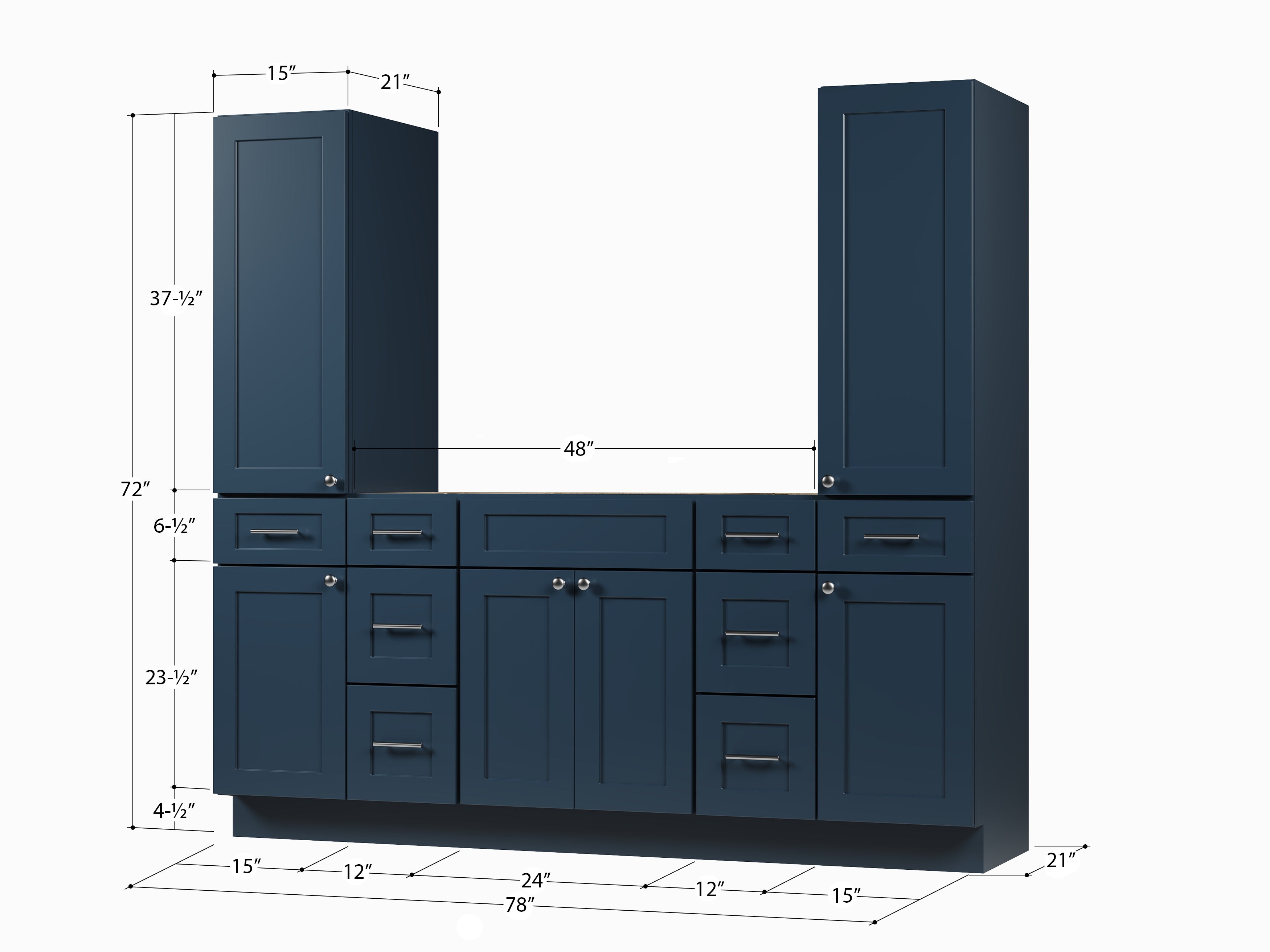 Disar 78'' Single Bathroom Vanity With Tall Linen Cabinet Dovetail Solid Wood Drawer Base Only