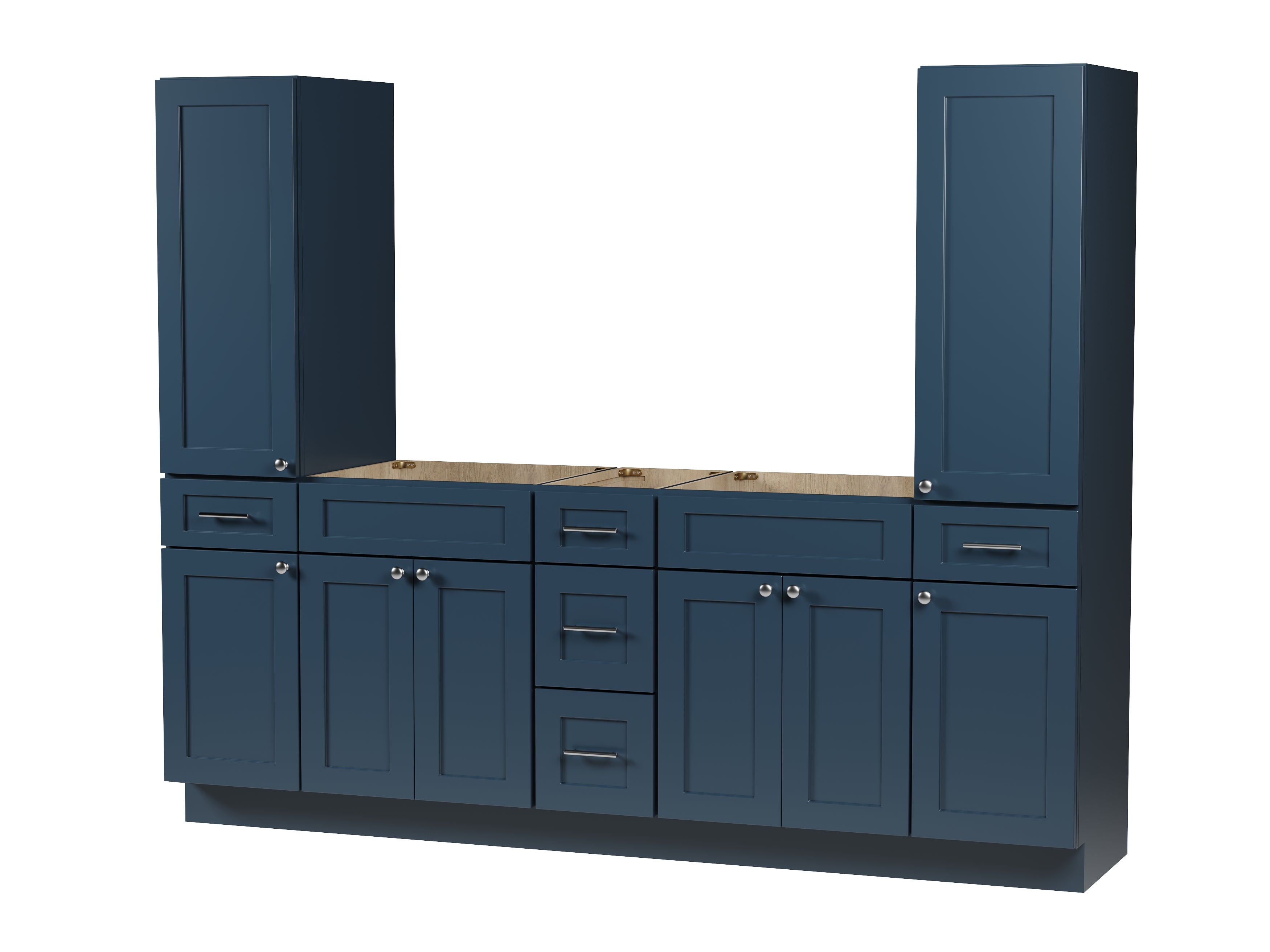 Disar 90'' Double Bathroom Vanity With Tall Linen Cabinet Dovetail Solid Wood Drawer Base Only