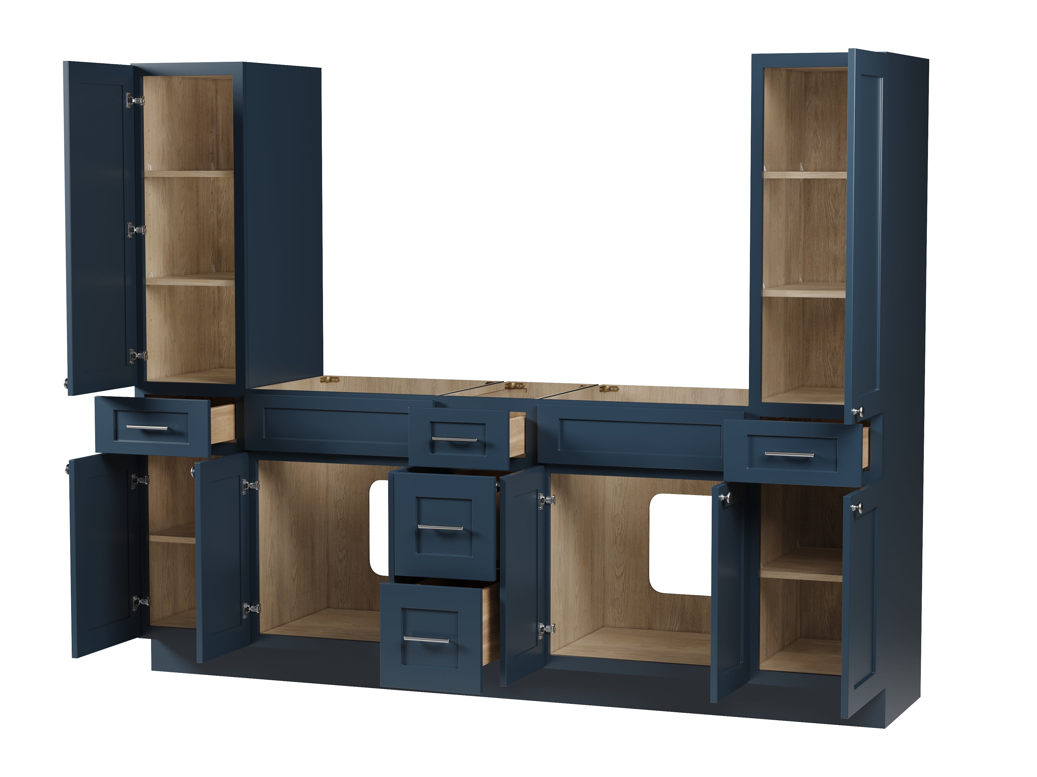 Disar 90'' Double Bathroom Vanity With Tall Linen Cabinet Dovetail Solid Wood Drawer Base Only