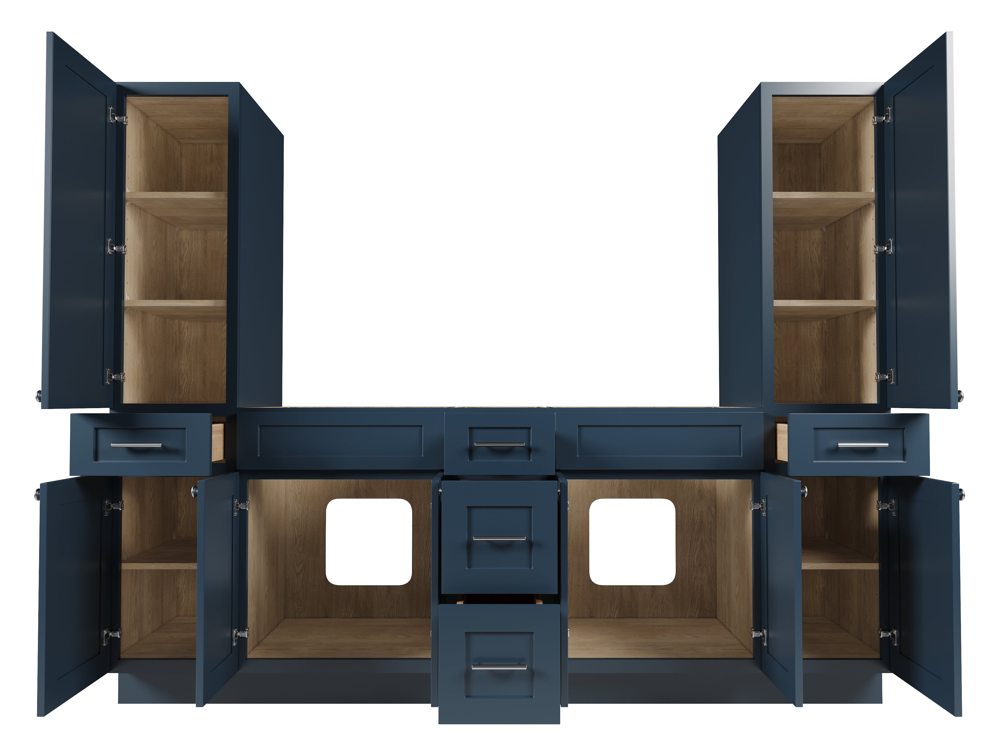 Disar 90'' Double Bathroom Vanity With Tall Linen Cabinet Dovetail Solid Wood Drawer Base Only