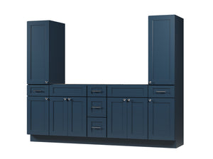 Disar 90'' Double Bathroom Vanity With Tall Linen Cabinet Dovetail Solid Wood Drawer Base Only Natural Oak