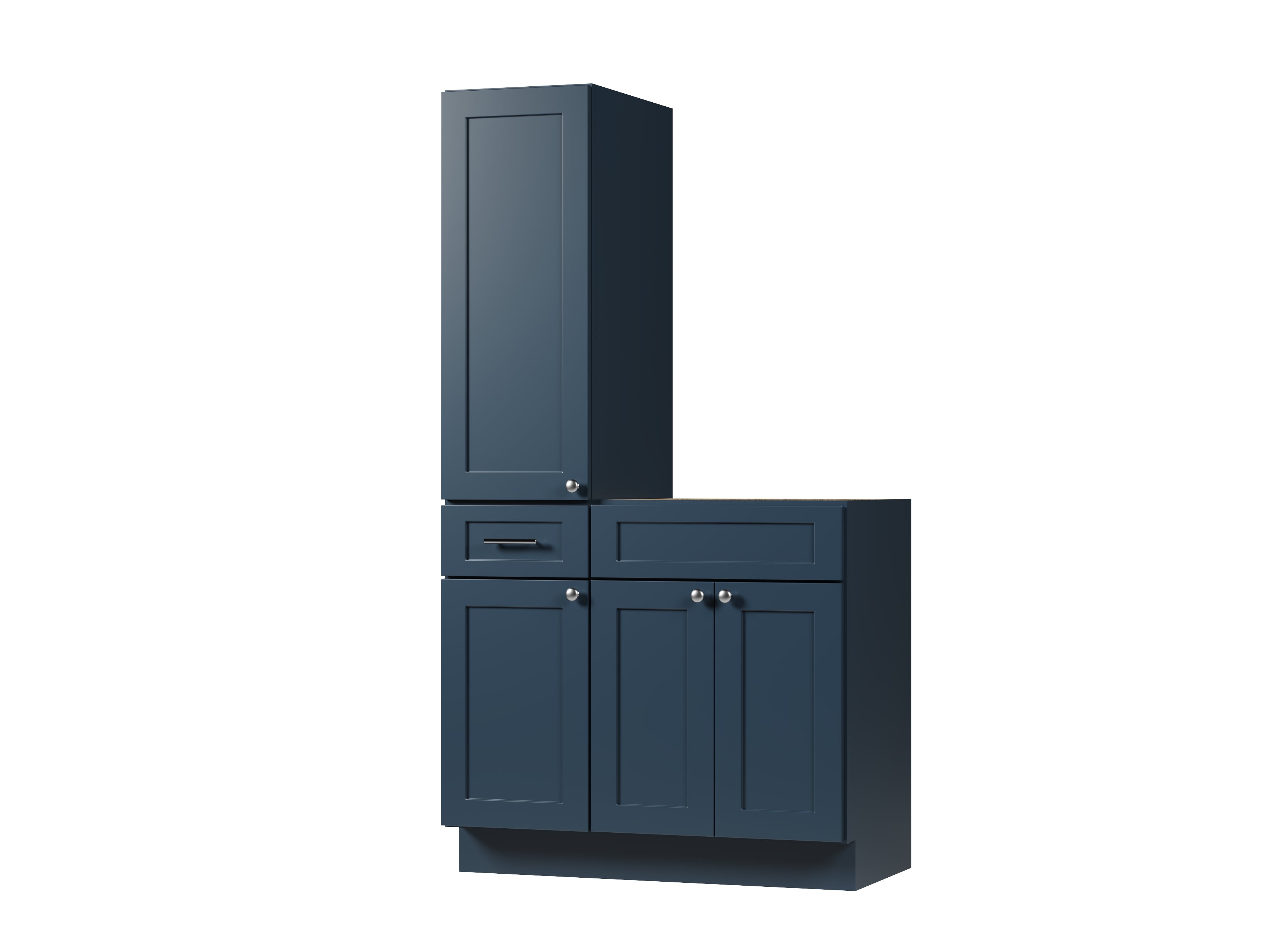 Disar 39'' Single Bathroom Vanity With Left Tall Linen Cabinet Dovetail Solid Wood Drawer Base Only