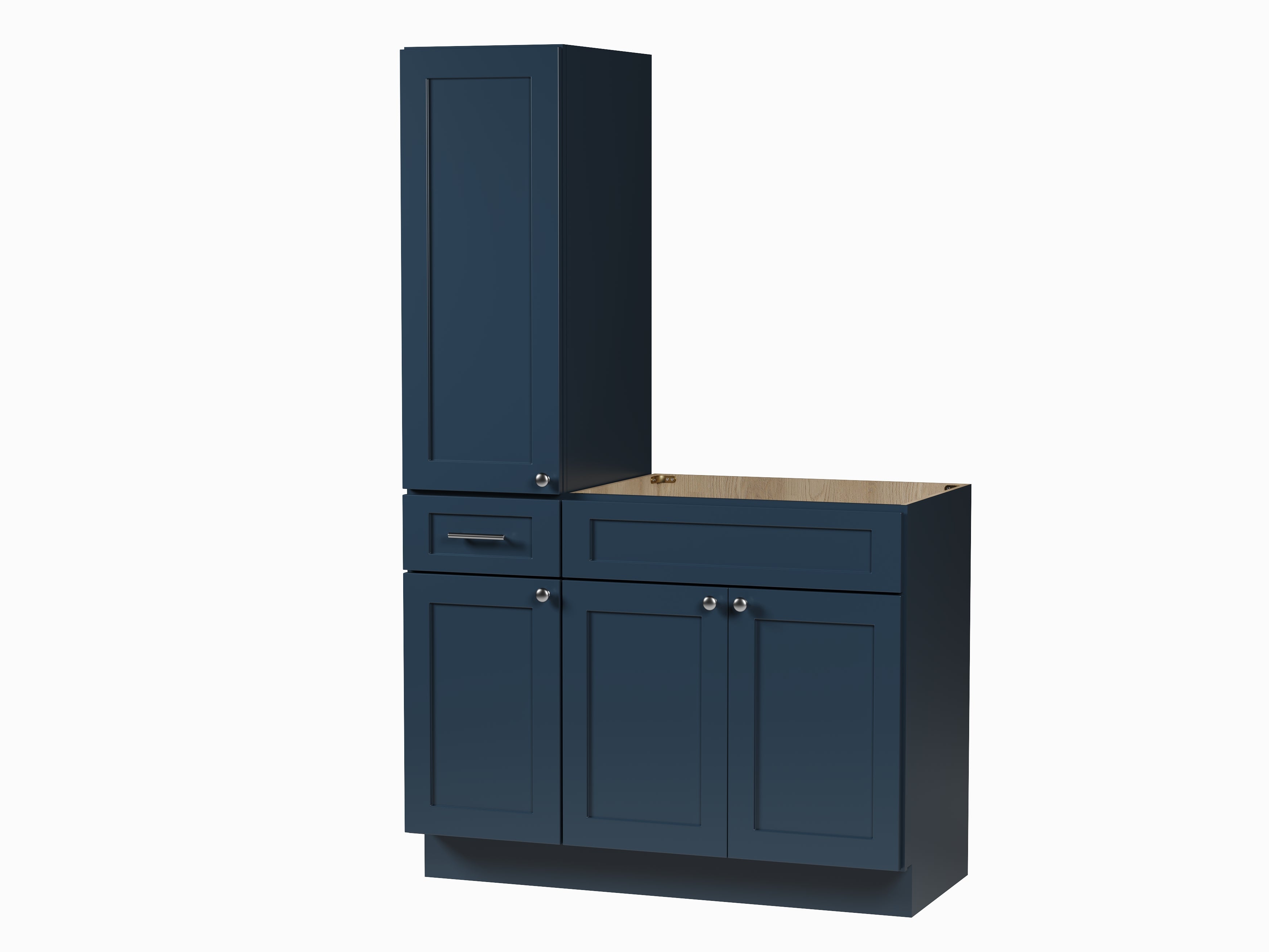 Disar 45'' Single Bathroom Vanity With Left Tall Linen Cabinet Dovetail Solid Wood Drawer Base Only