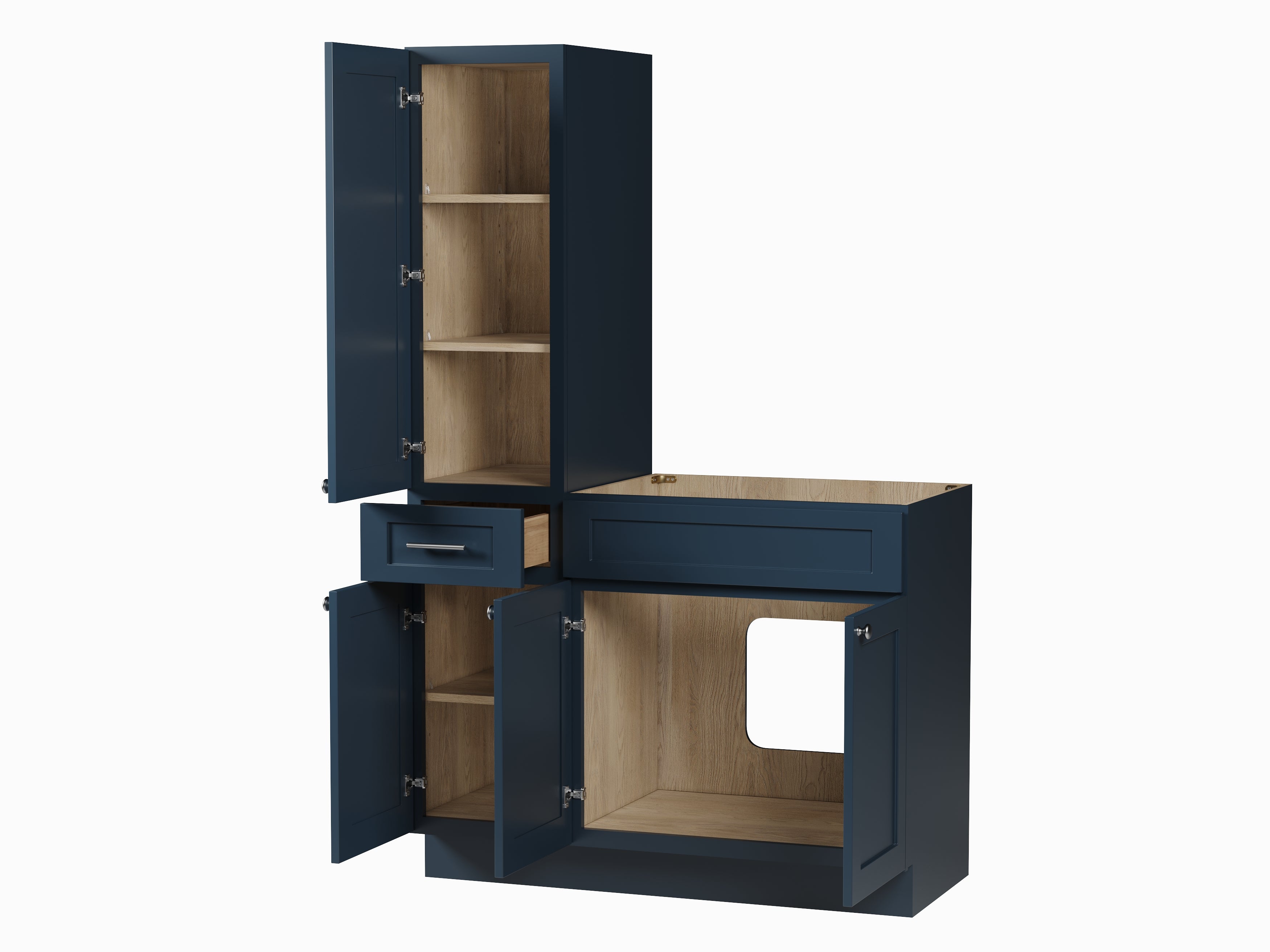 Disar 45'' Single Bathroom Vanity With Left Tall Linen Cabinet Dovetail Solid Wood Drawer Base Only