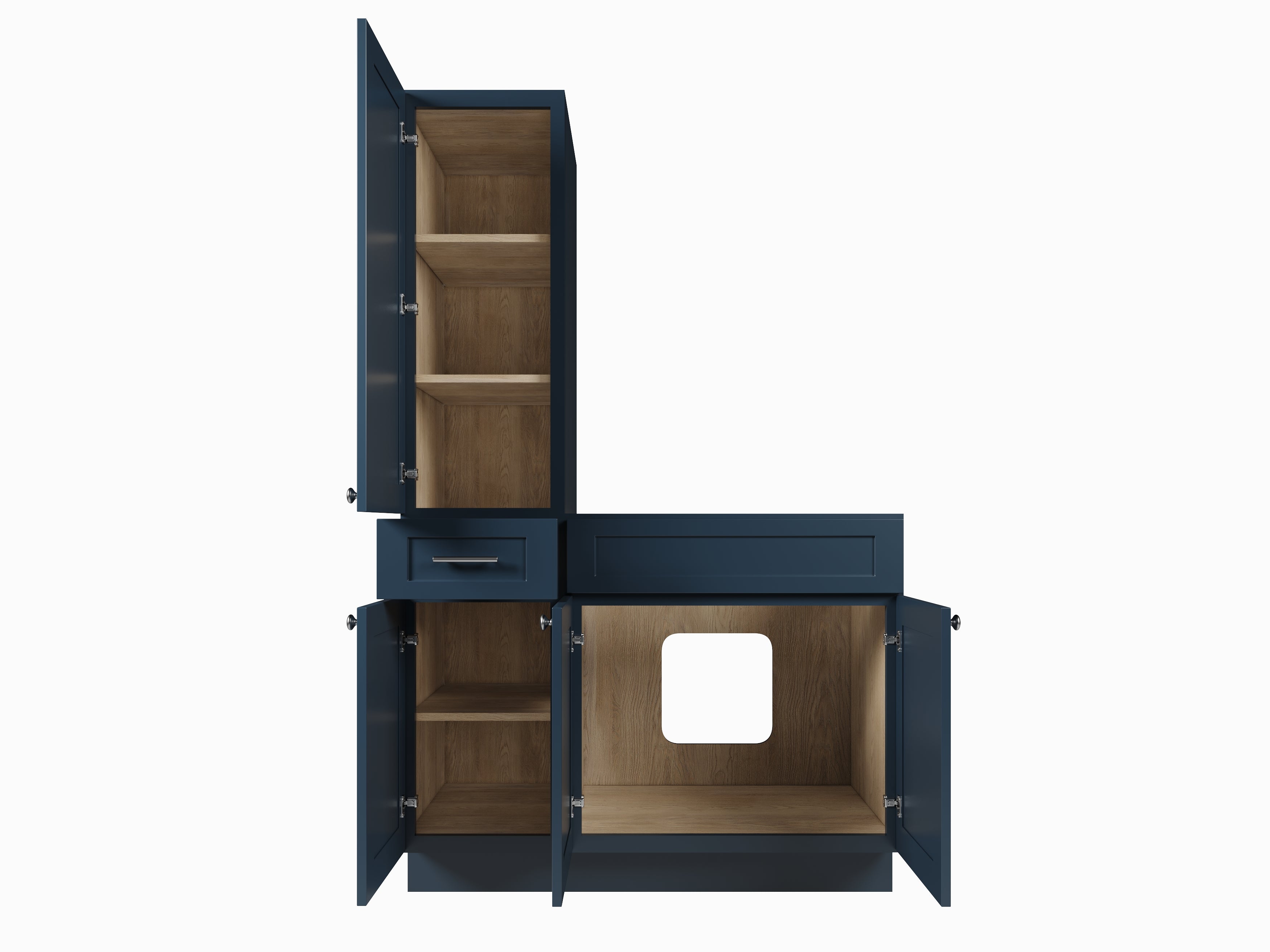 Disar 45'' Single Bathroom Vanity With Left Tall Linen Cabinet Dovetail Solid Wood Drawer Base Only