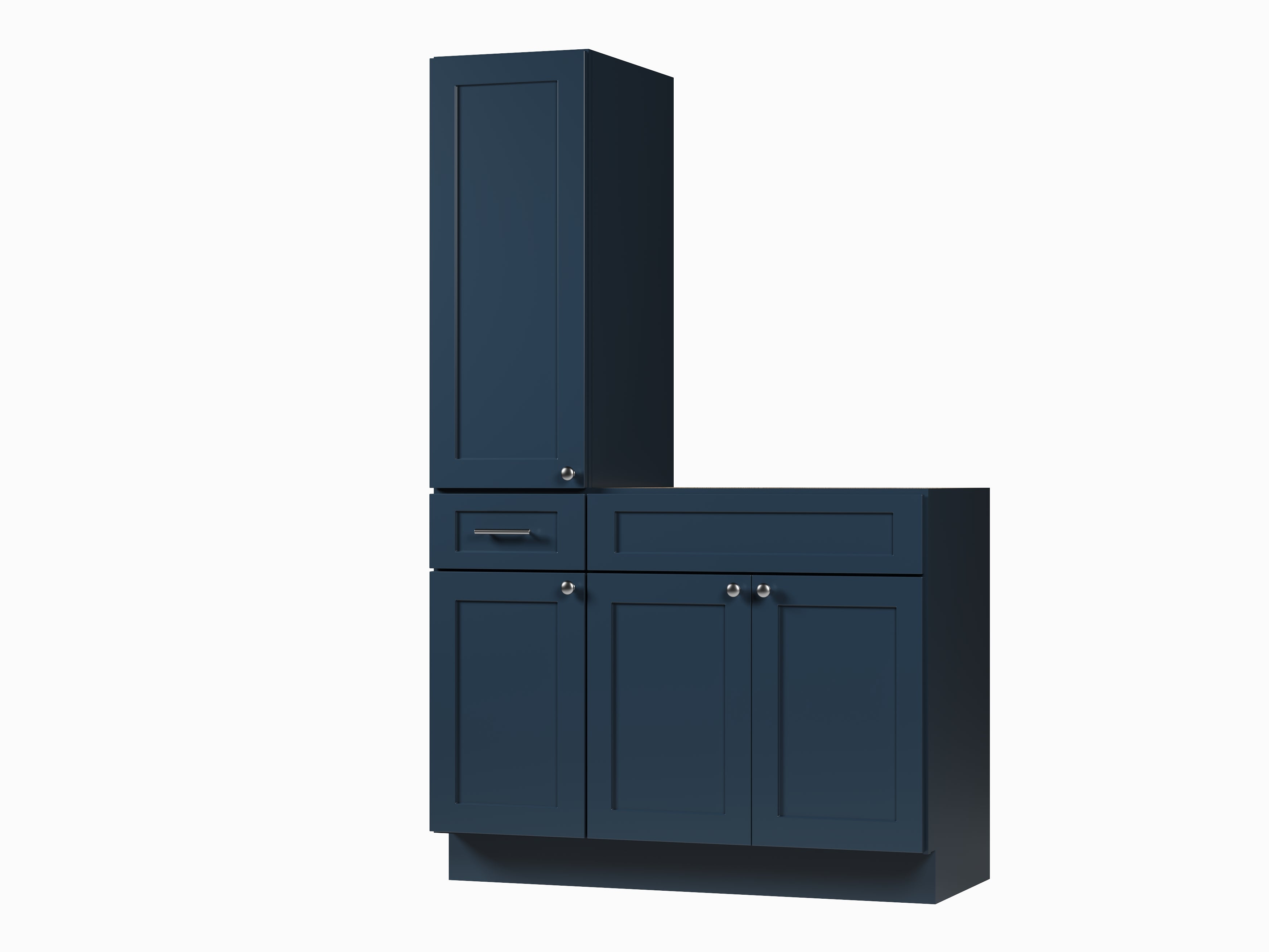 Disar 45'' Single Bathroom Vanity With Left Tall Linen Cabinet Dovetail Solid Wood Drawer Base Only