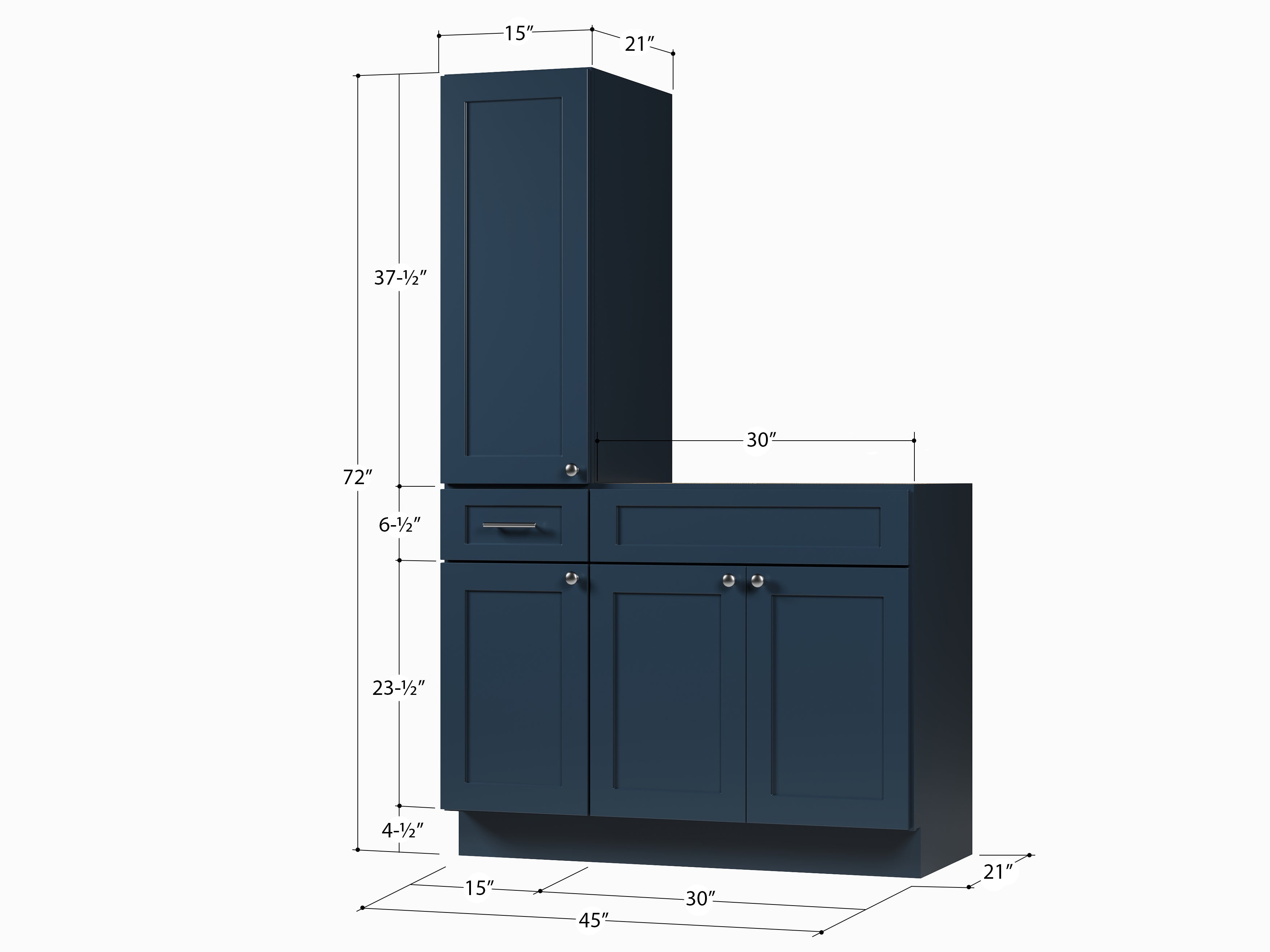 Disar 45'' Single Bathroom Vanity With Left Tall Linen Cabinet Dovetail Solid Wood Drawer Base Only