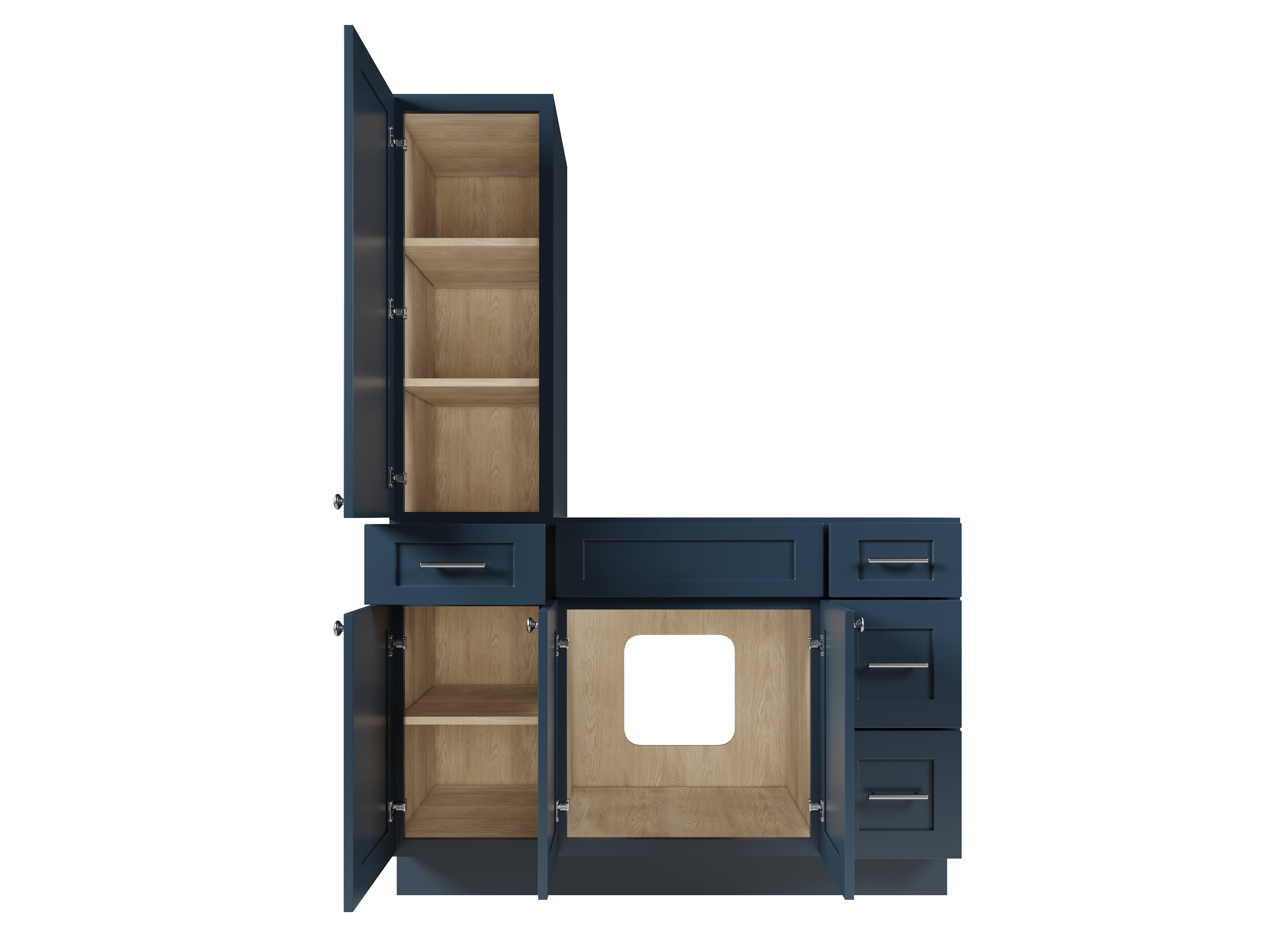 Disar 51'' Single Bathroom Vanity With Left Tall Linen Cabinet Dovetail Solid Wood Drawer Base Only