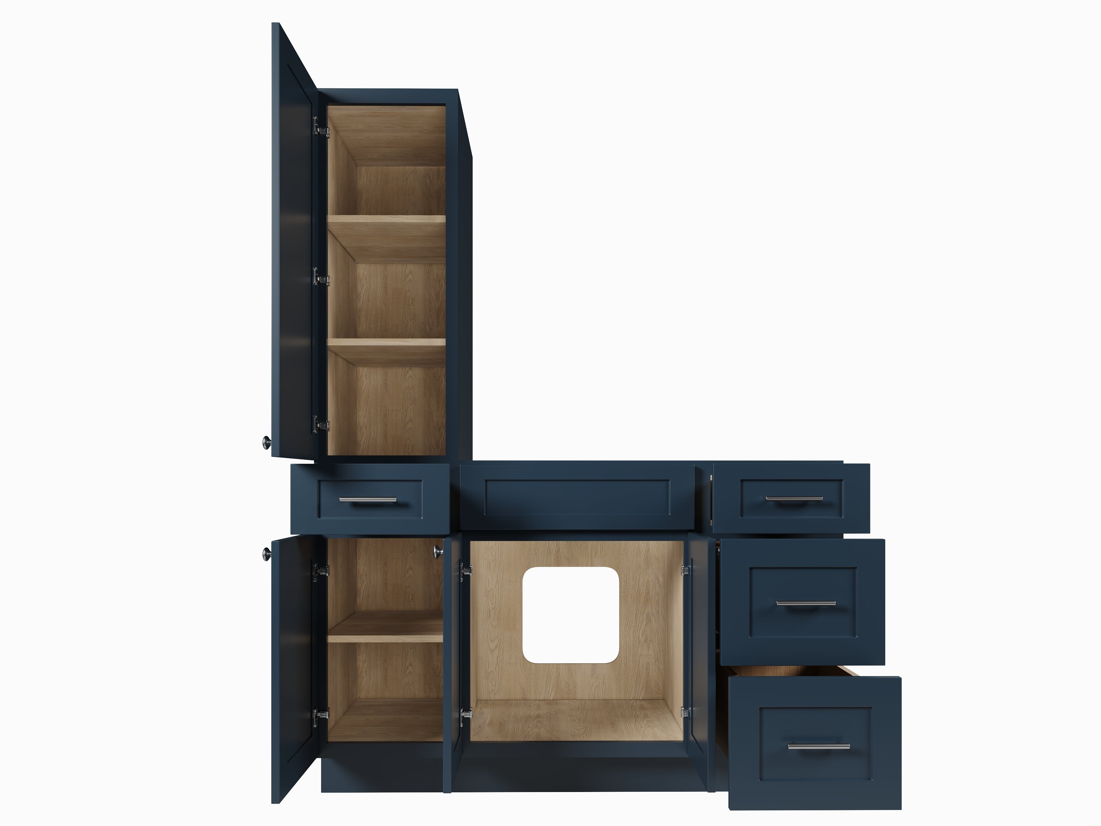 Disar 54'' Single Bathroom Vanity With Left Tall Linen Cabinet Dovetail Solid Wood Drawer Base Only