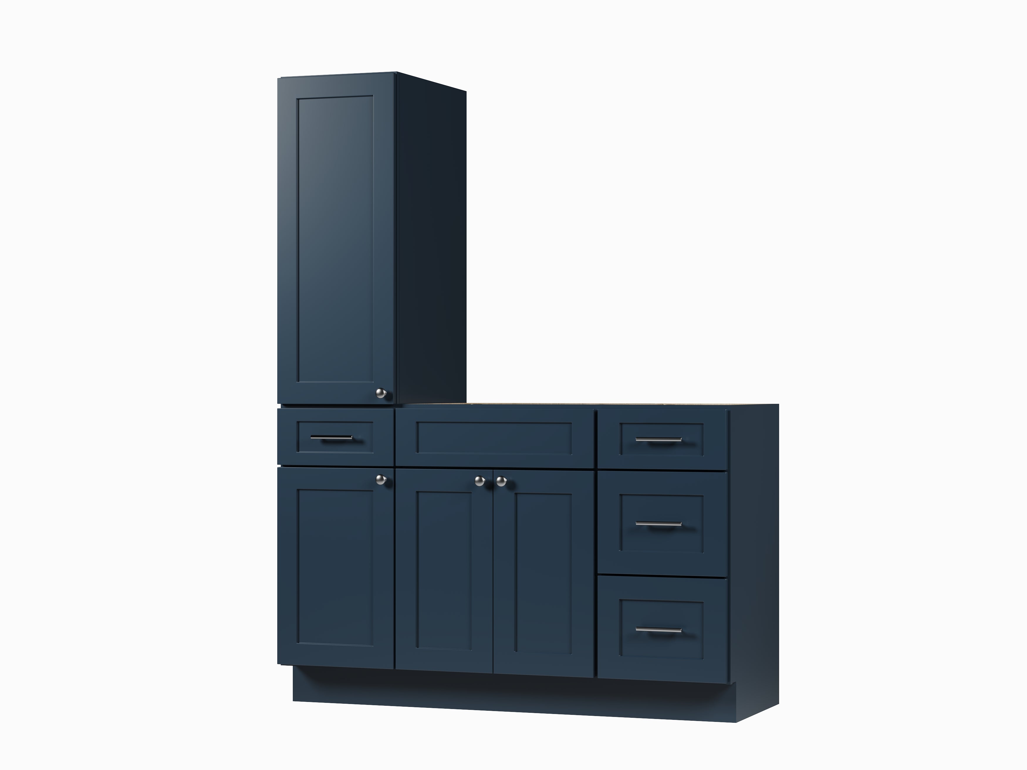 Disar 54'' Single Bathroom Vanity With Left Tall Linen Cabinet Dovetail Solid Wood Drawer Base Only