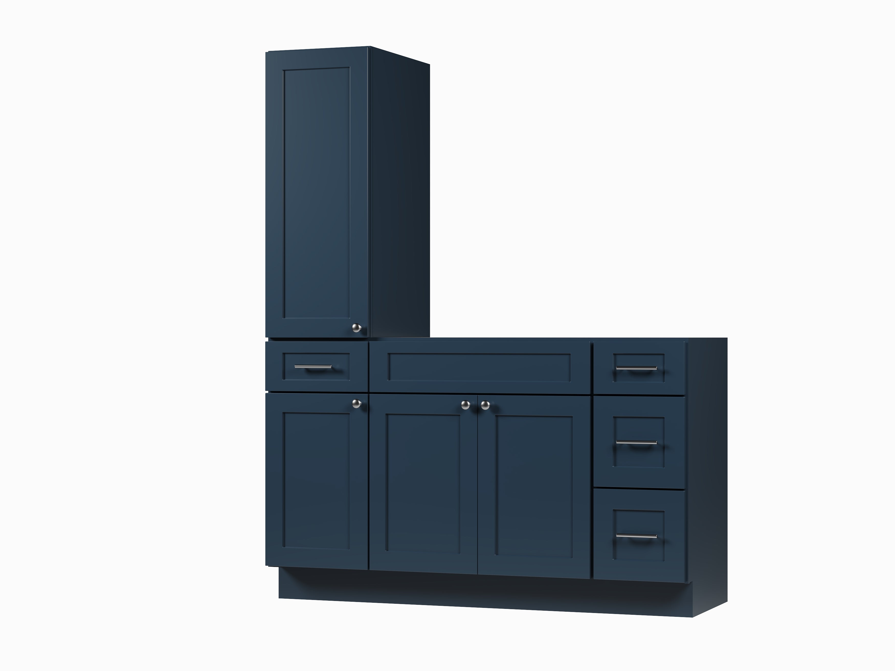 Disar 57'' Single Bathroom Vanity With Left Tall Linen Cabinet Dovetail Solid Wood Drawer Base Only