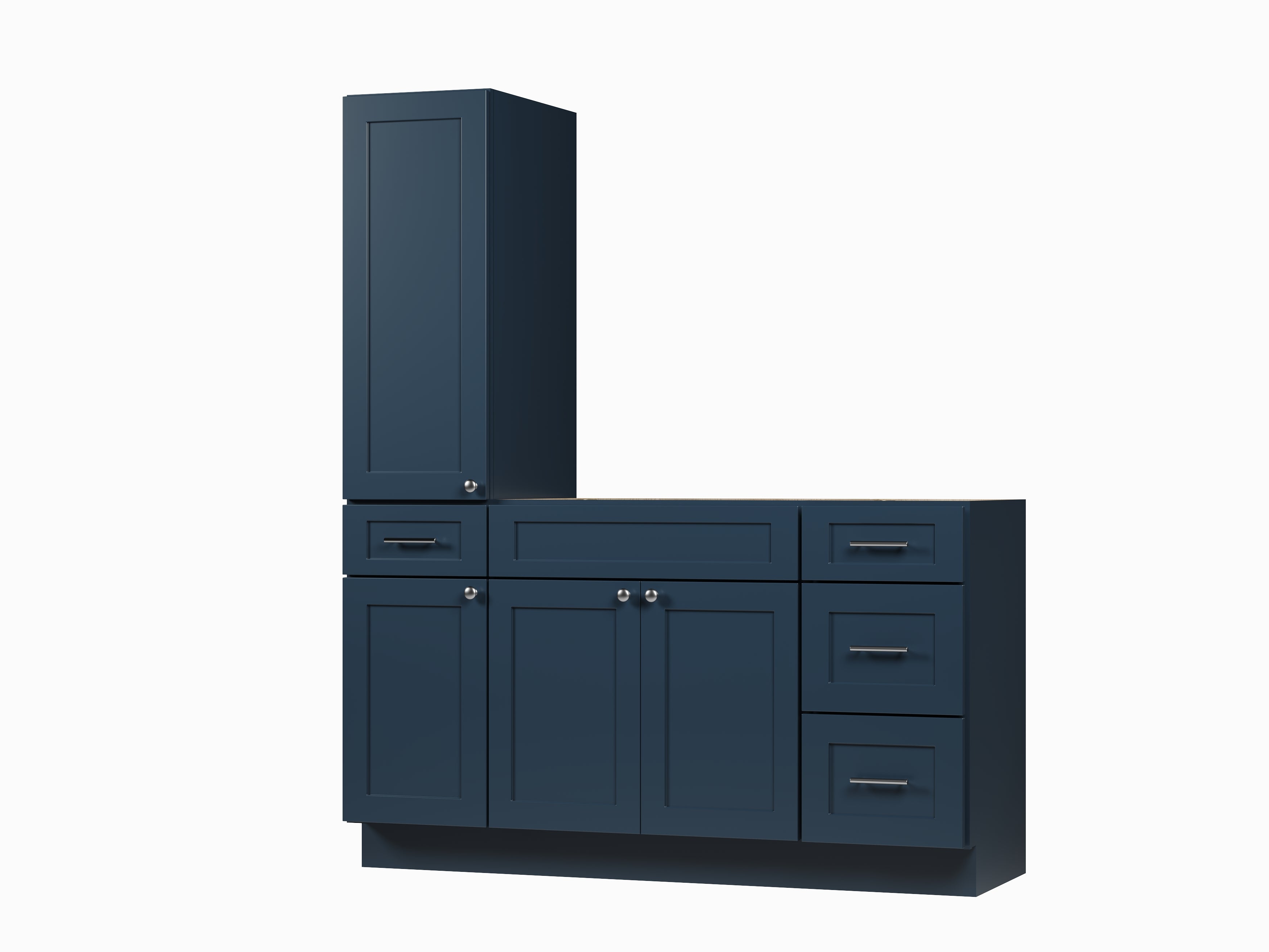 Disar 60'' Single Bathroom Vanity With Left Tall Linen Cabinet Dovetail Solid Wood Drawer Base Only